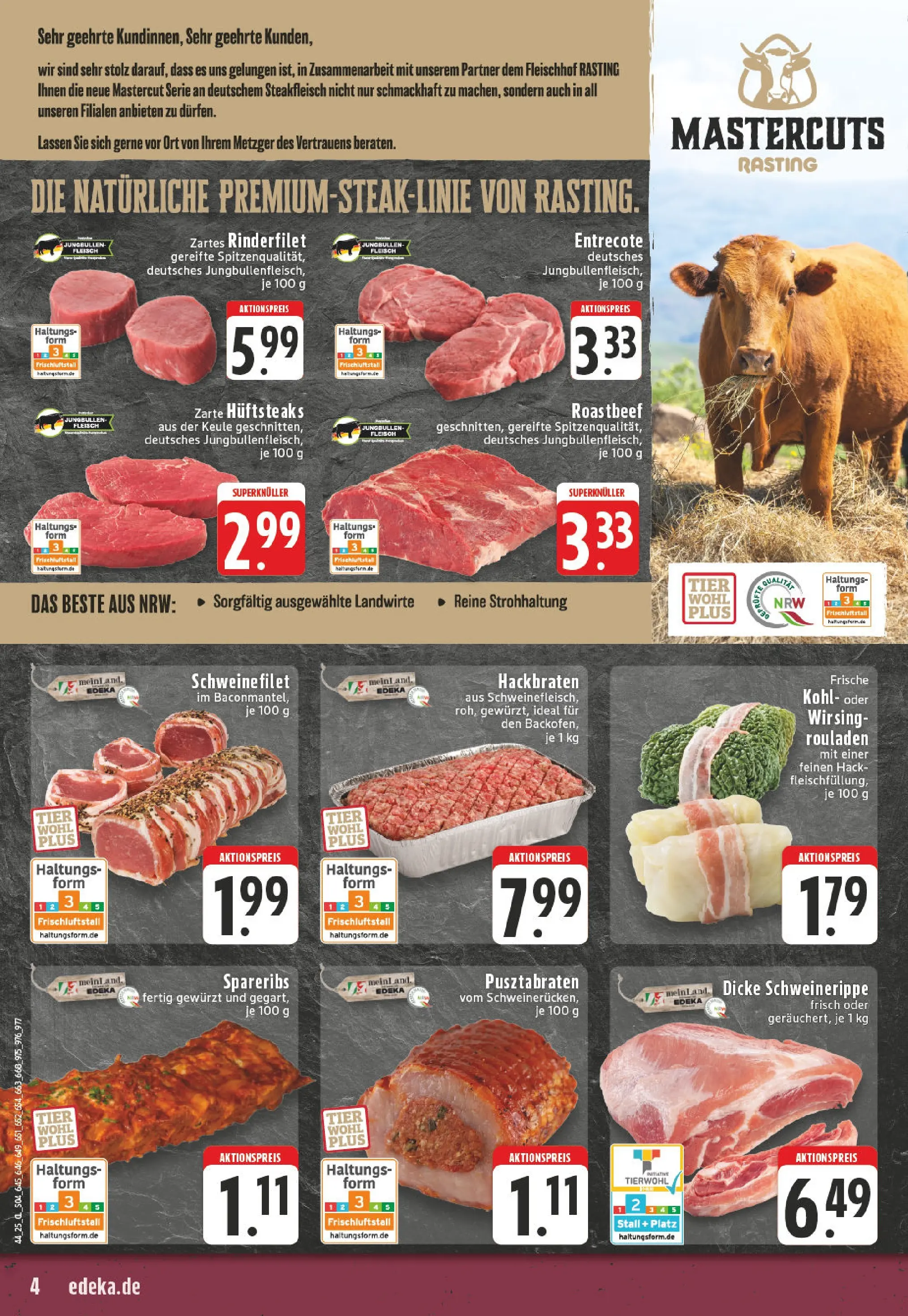 Edeka prospekt Mülheim / Ruhr	 (ab 26.10.2025) » Angebote Online | Seite: 4 | Produkte: Rinderfilet, Roastbeef, Steak, Fleisch