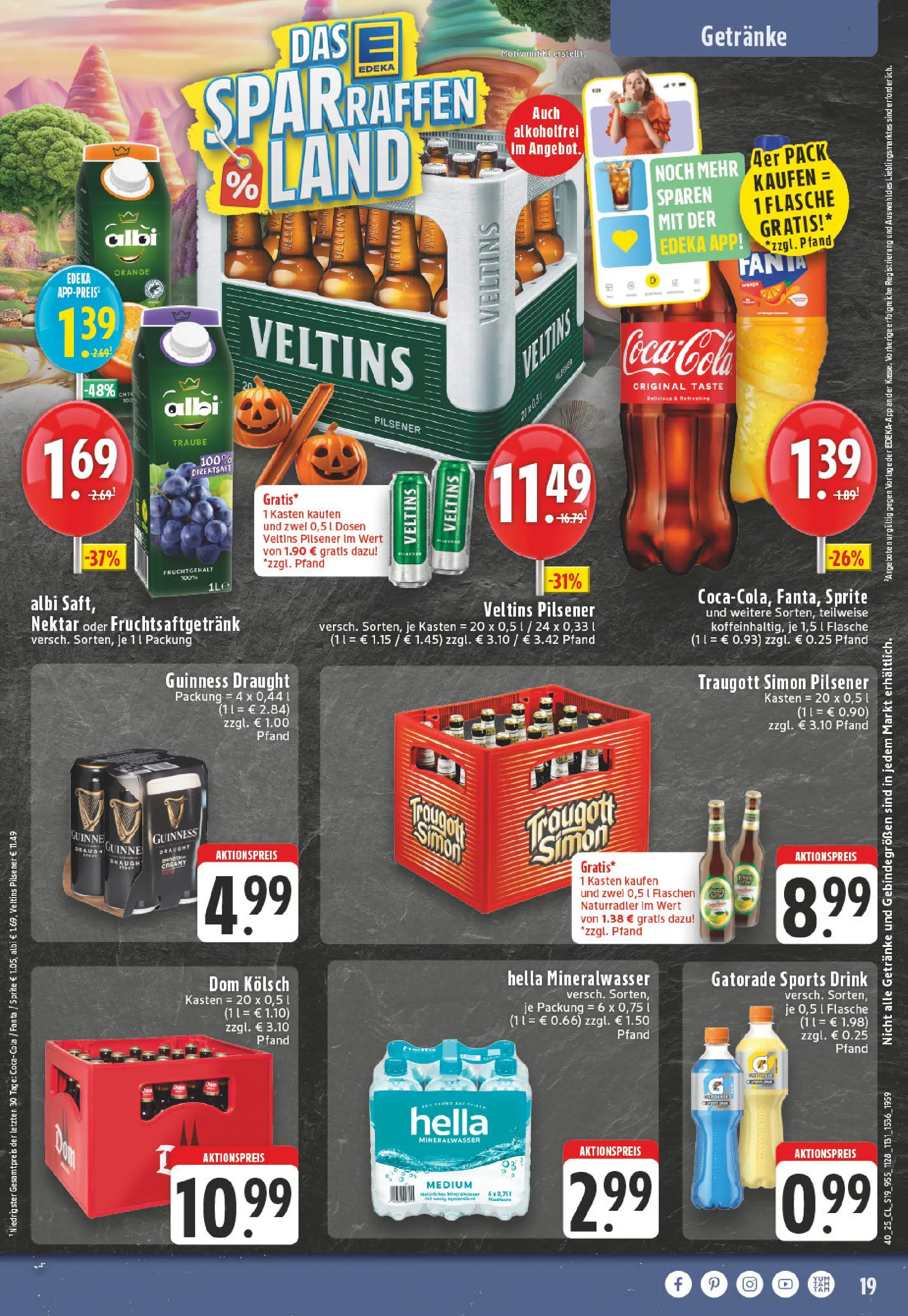 Edeka prospekt Düren	 (ab 26.10.2025) » Angebote Online | Seite: 19 | Produkte: Coca cola, Cola, Mineralwasser, Veltins
