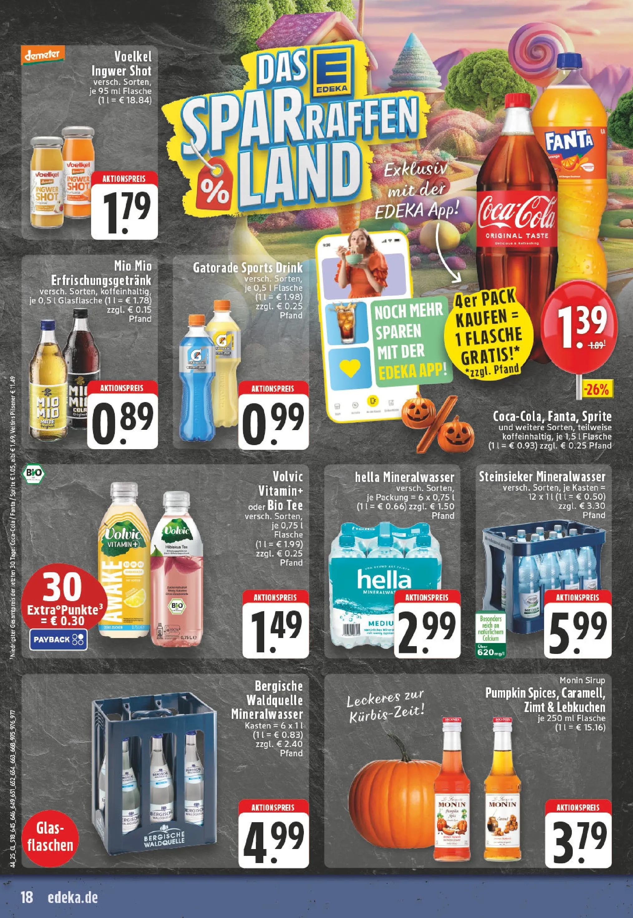 Edeka prospekt Mülheim / Ruhr	 (ab 26.10.2025) » Angebote Online | Seite: 18 | Produkte: Cola, Mineralwasser, Volvic, Veltins