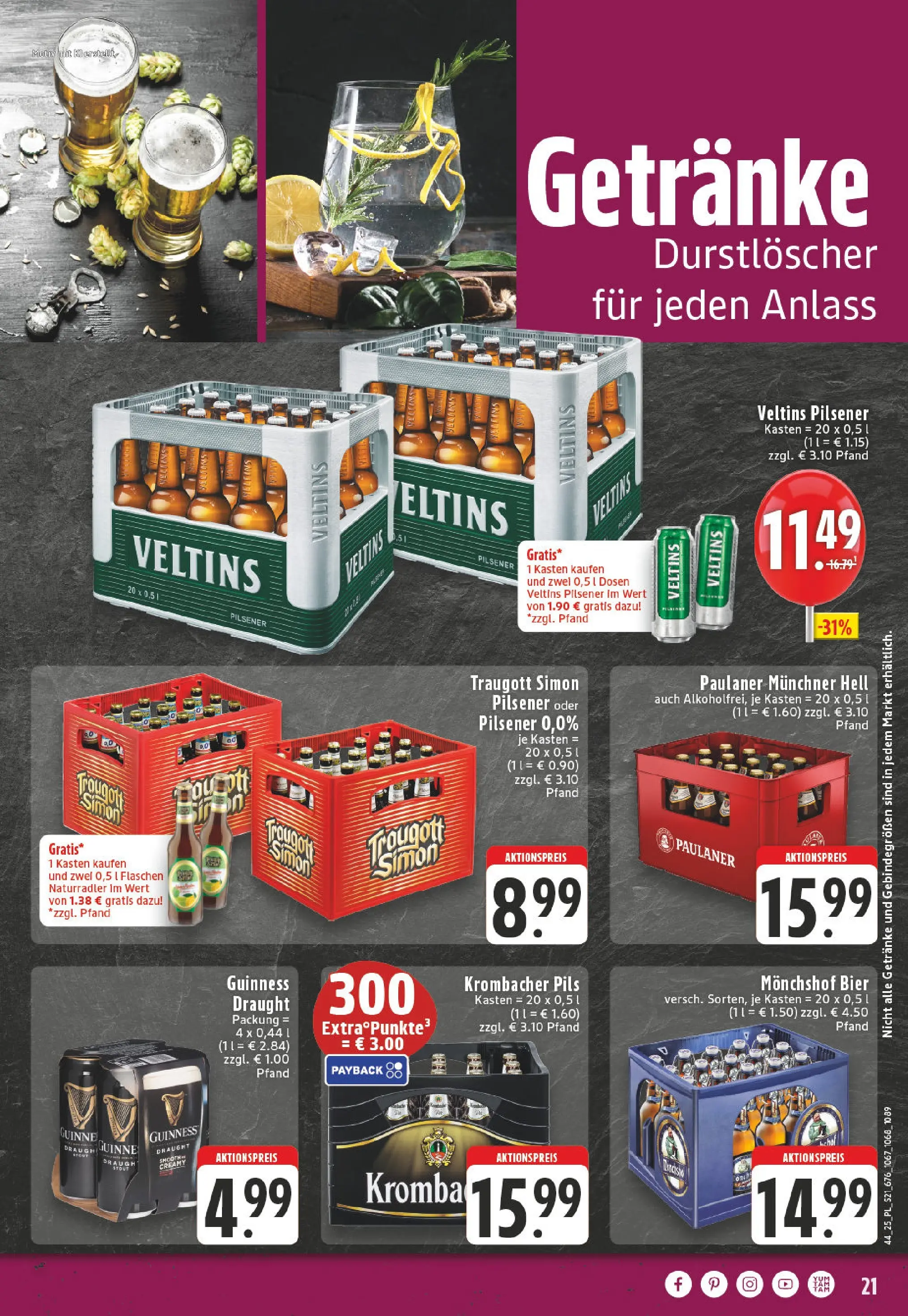 Edeka prospekt Linnich	 (ab 26.10.2025) » Angebote Online | Seite: 21 | Produkte: Monchshof, Durstloscher, Bier, Paulaner