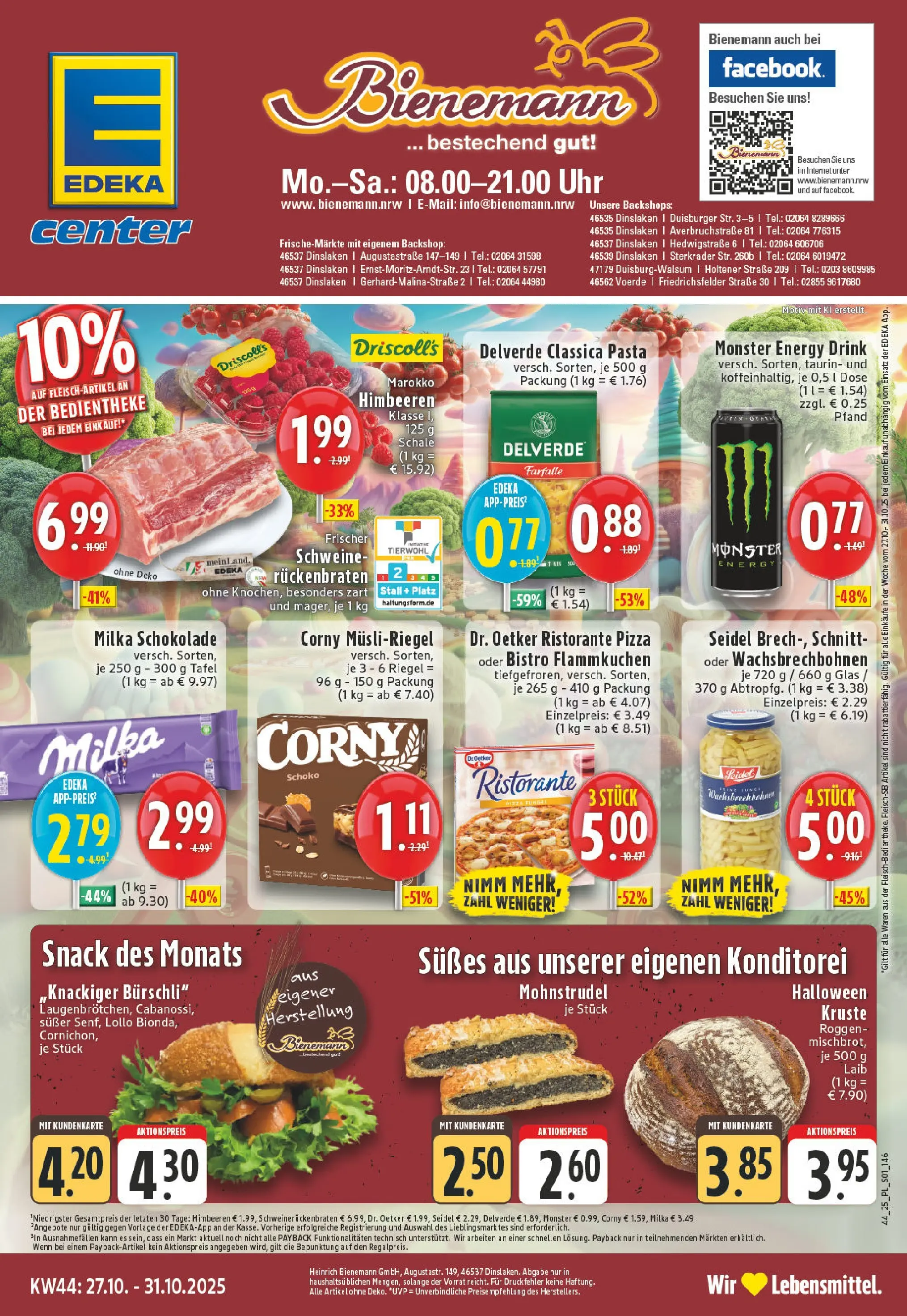 Edeka prospekt Dinslaken	 (ab 26.10.2025) » Angebote Online | Seite: 1 | Produkte: Milka schokolade, Pasta, Pizza, Uhr