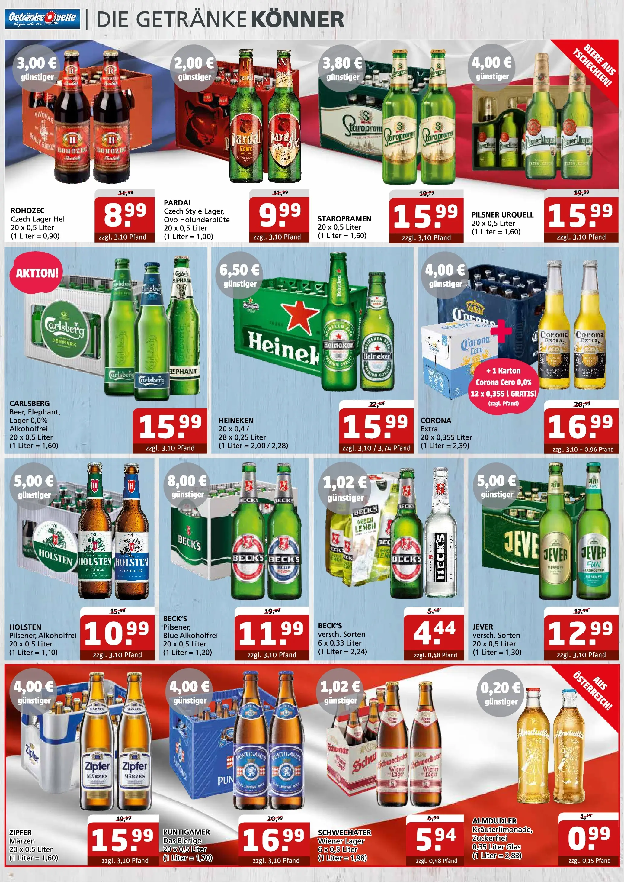 Entdecke - Getränke Quelle: Getränkeangebote (ab 26.10.2025) zum Blättern | Seite: 2 | Produkte: Carlsberg, Holsten, Heineken, Jever