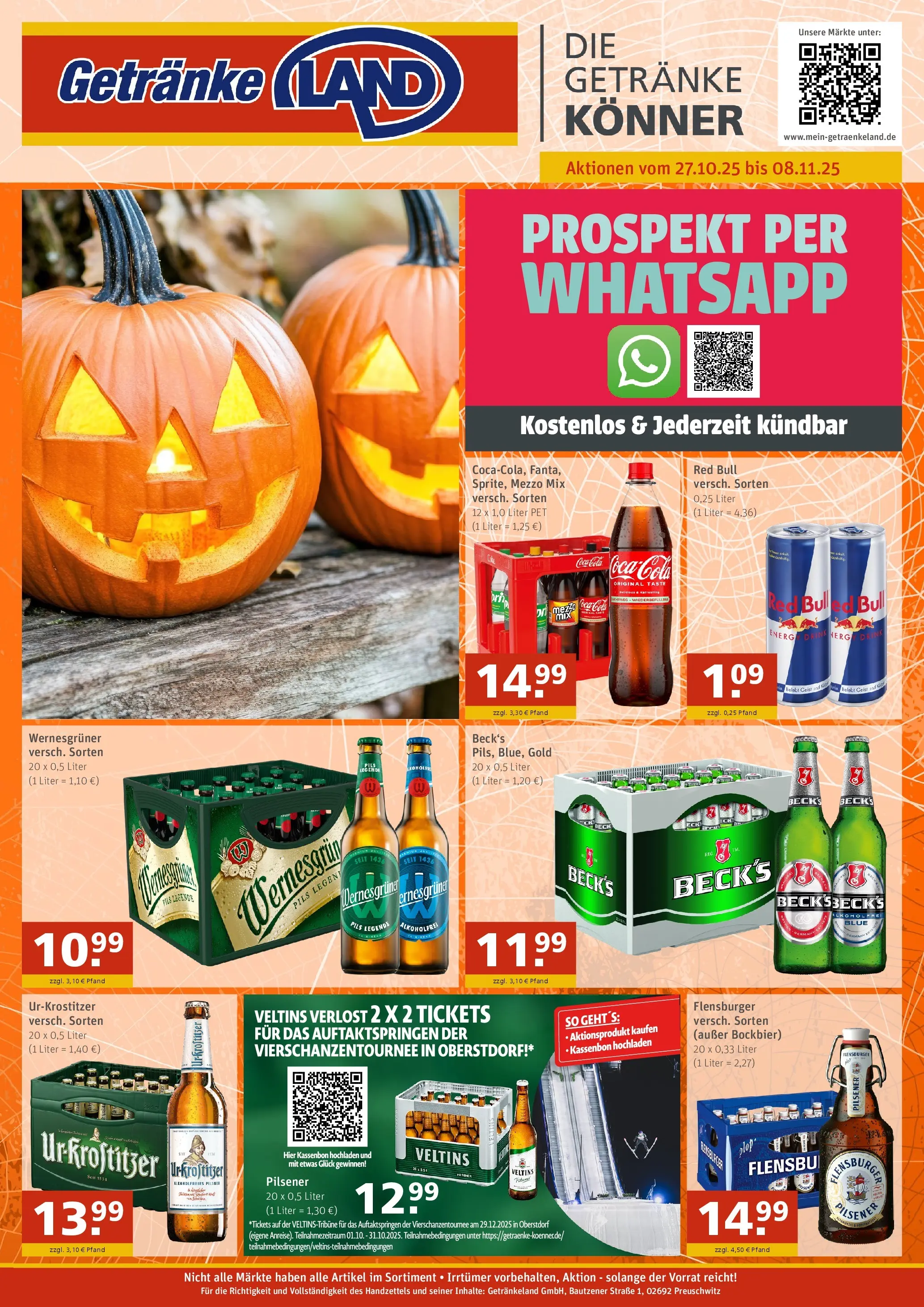 Entdecke - GetränkeLand Mayer: Getränkeangebote (ab 26.10.2025) zum Blättern | Seite: 1 | Produkte: Red bull, Cola, Pils, Flensburger