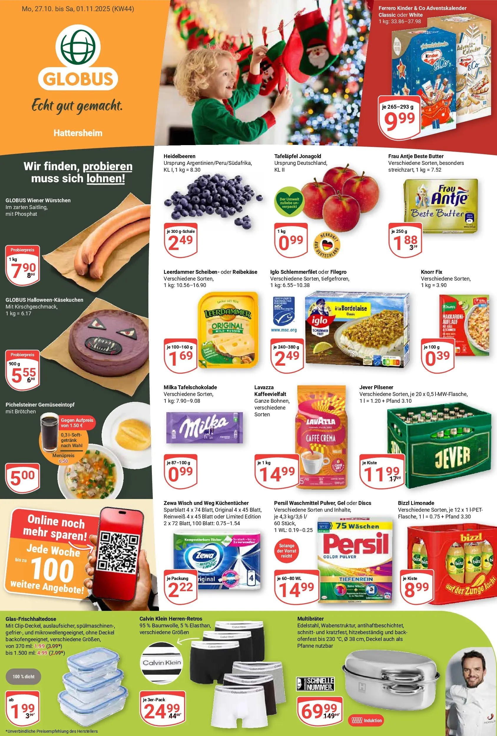 Globus prospekt Hattersheim	 (ab 26.10.2025) » Angebote online | Seite: 1 | Produkte: Wiener wurstchen, Heidelbeeren, Reibekase, Persil