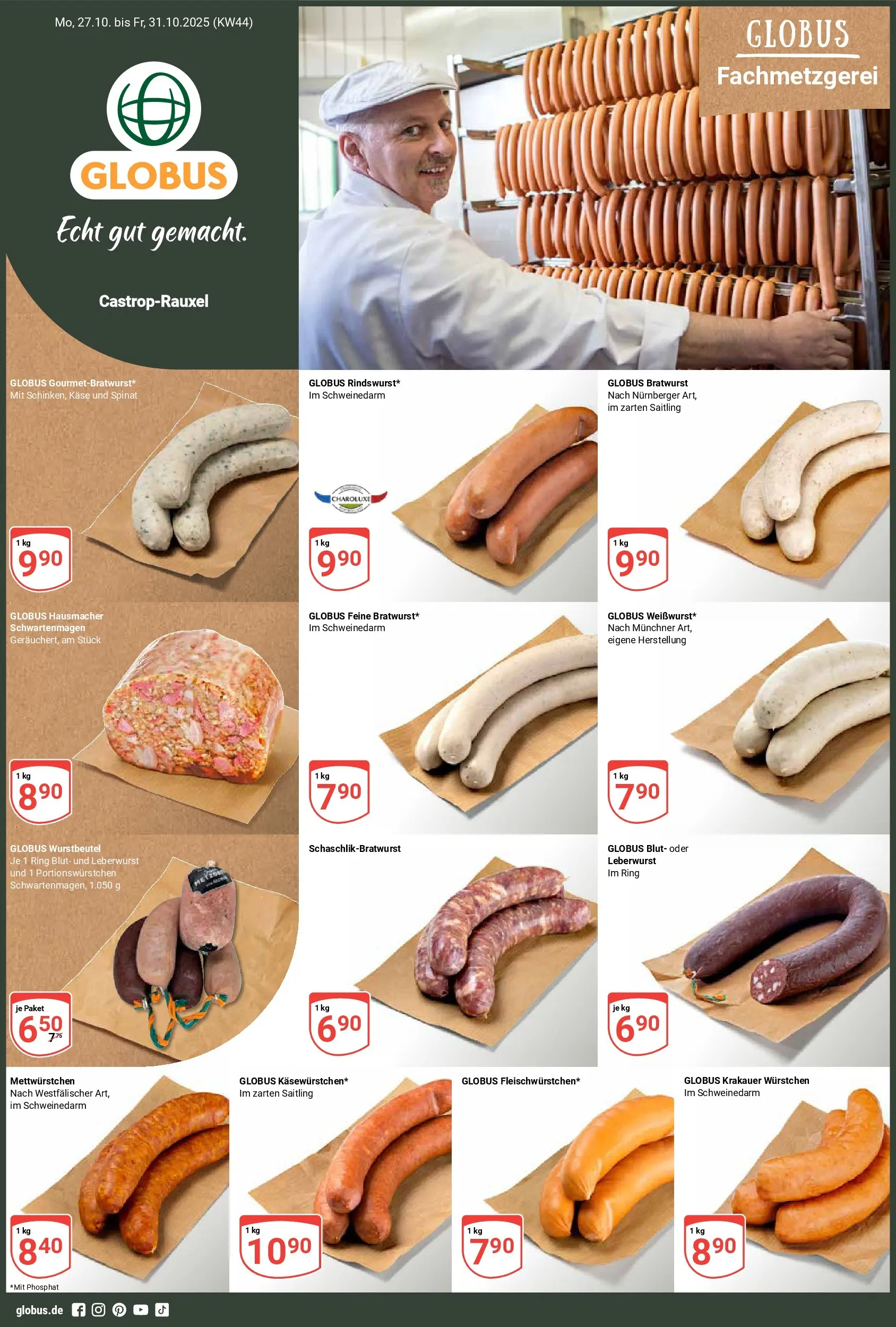 Globus prospekt Castrop-Rauxel	 (ab 26.10.2025) » Angebote online | Seite: 1 | Produkte: Käse, Bratwurst