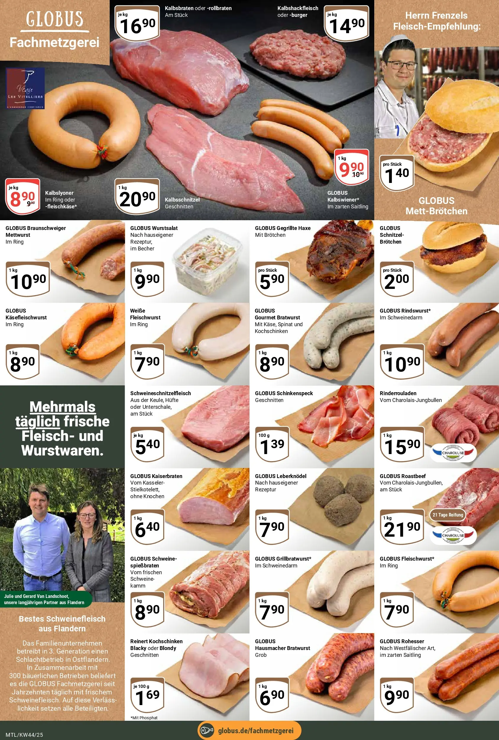 Globus prospekt Maintal-Dörnigheim	 (ab 26.10.2025) » Angebote online | Seite: 8 | Produkte: Rinderrouladen, Bratwurst, Schnitzel, Schweinefleisch