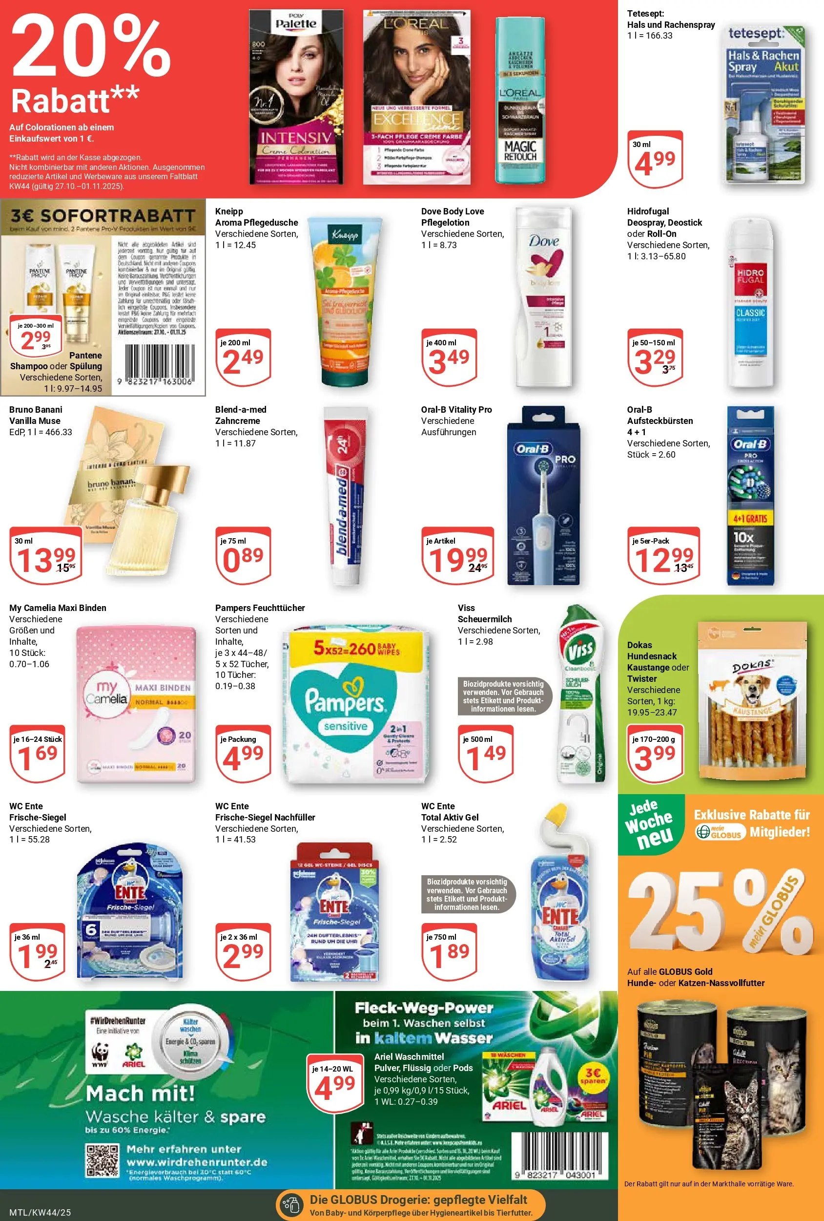 Globus prospekt Maintal-Dörnigheim	 (ab 26.10.2025) » Angebote online | Seite: 23 | Produkte: Pampers, Shampoo, Creme, Waschmittel