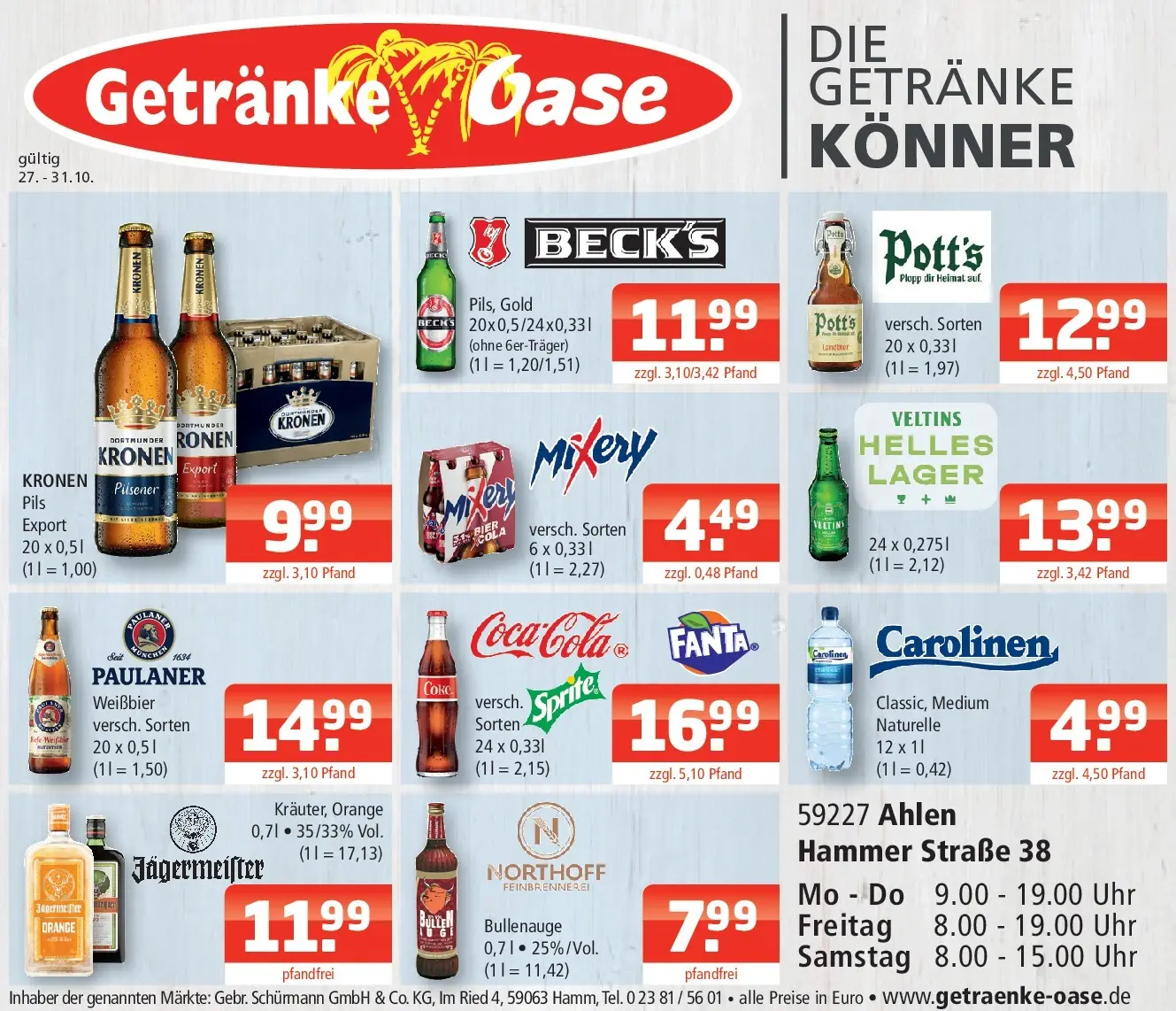 Entdecke - Getränke Oase: Getränkeangebote (ab 26.10.2025) zum Blättern | Seite: 1 | Produkte: Pils, Uhr, Paulaner, Veltins