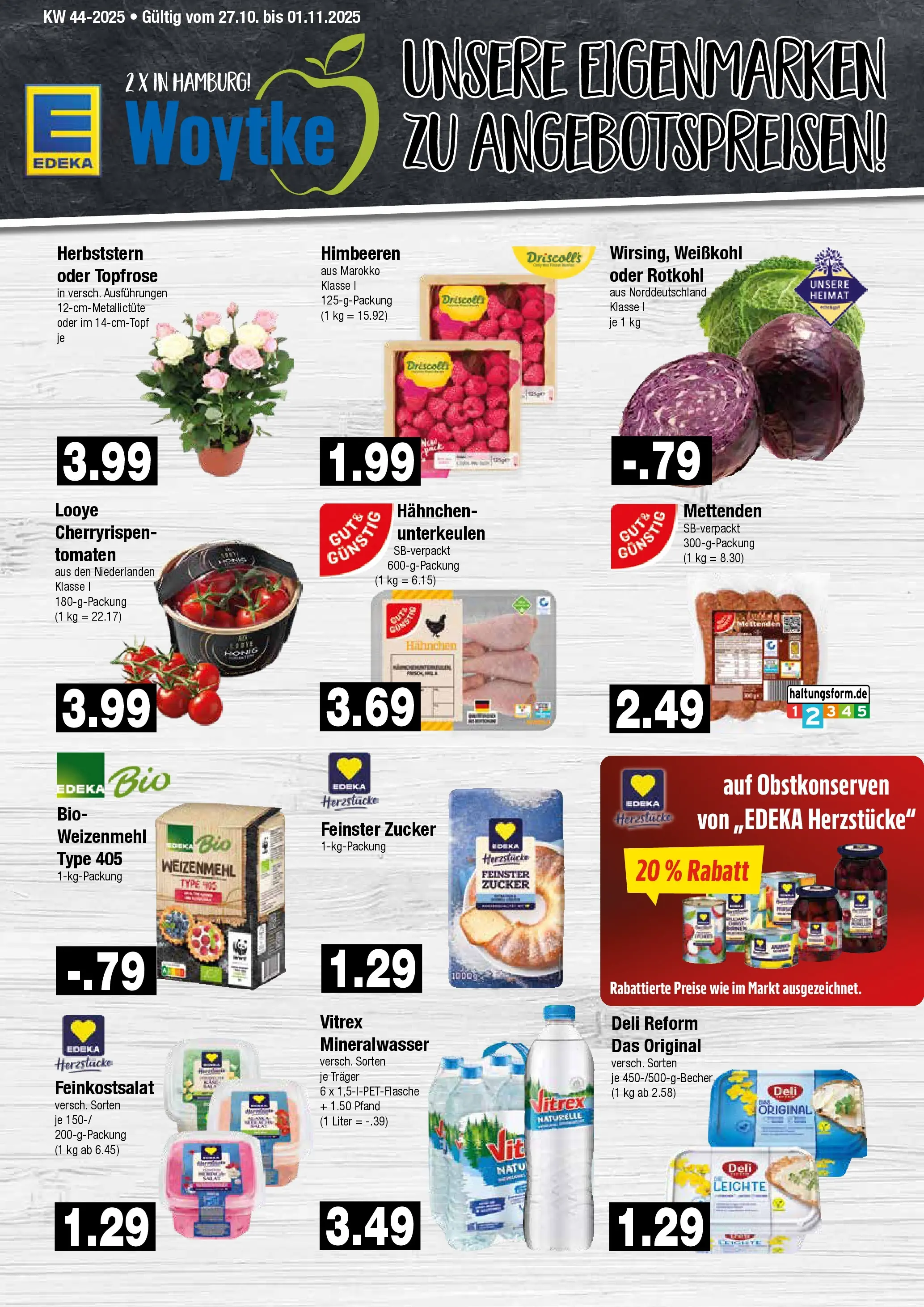 Edeka prospekt Hamburg	 (ab 26.10.2025) » Angebote Online | Seite: 9 | Produkte: Himbeeren, Tomaten, Weizenmehl, Deli reform