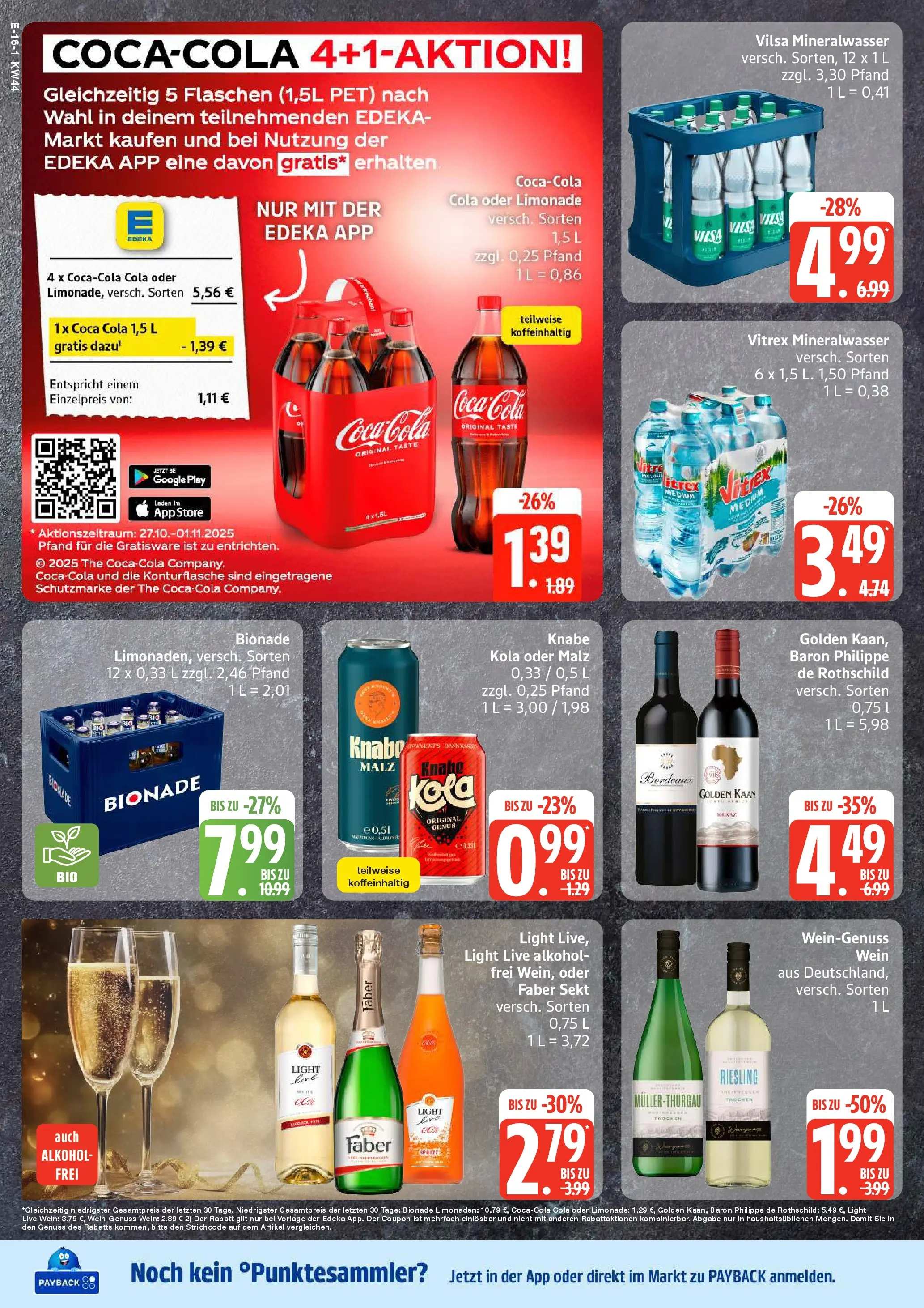 Edeka prospekt Großenwiehe	 (ab 26.10.2025) » Angebote Online | Seite: 16 | Produkte: Coca cola, Limonade, Bionade, Wein