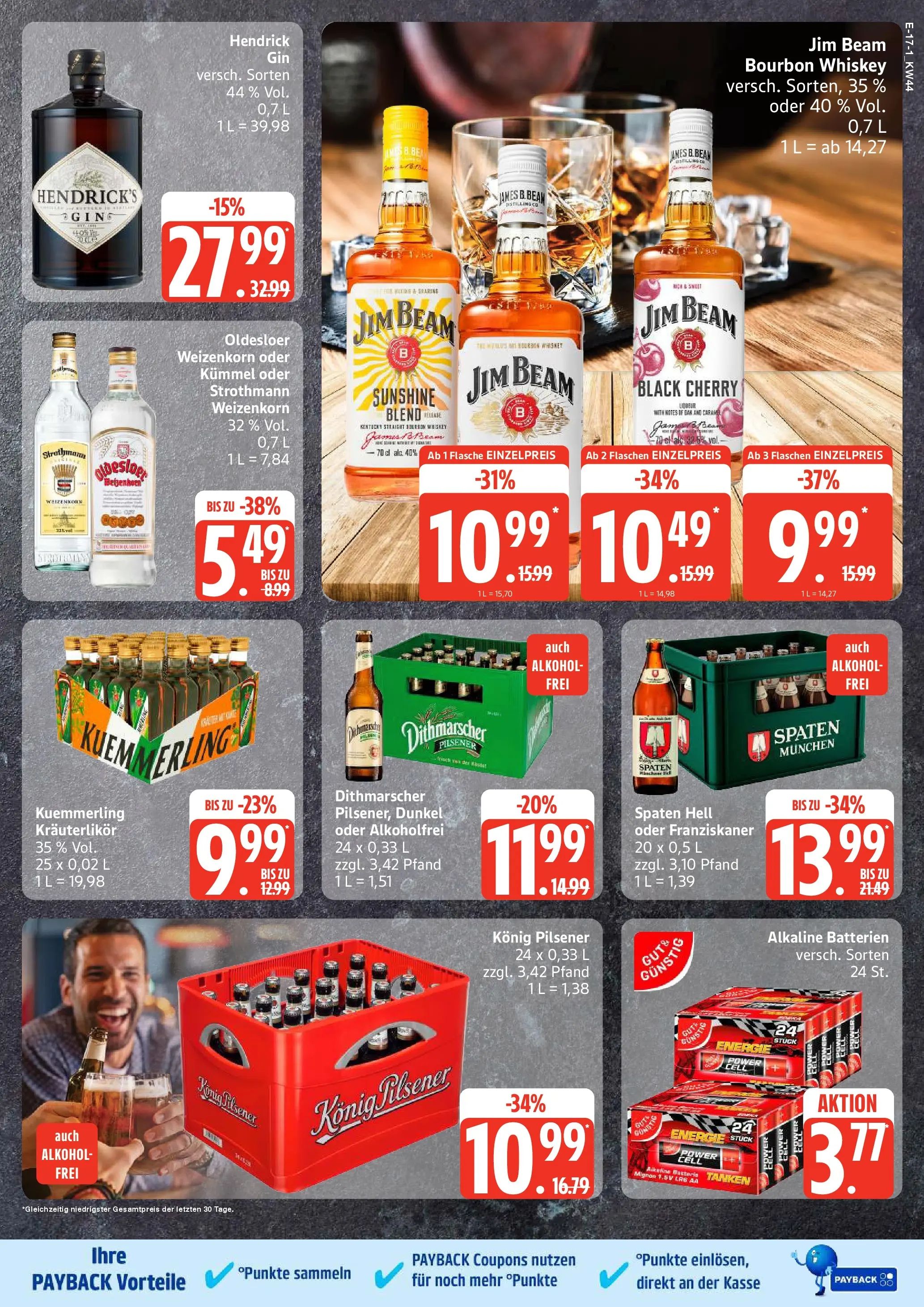 Edeka prospekt Großenwiehe	 (ab 26.10.2025) » Angebote Online | Seite: 17 | Produkte: Franziskaner, Konig pilsener, Batterien, Gin