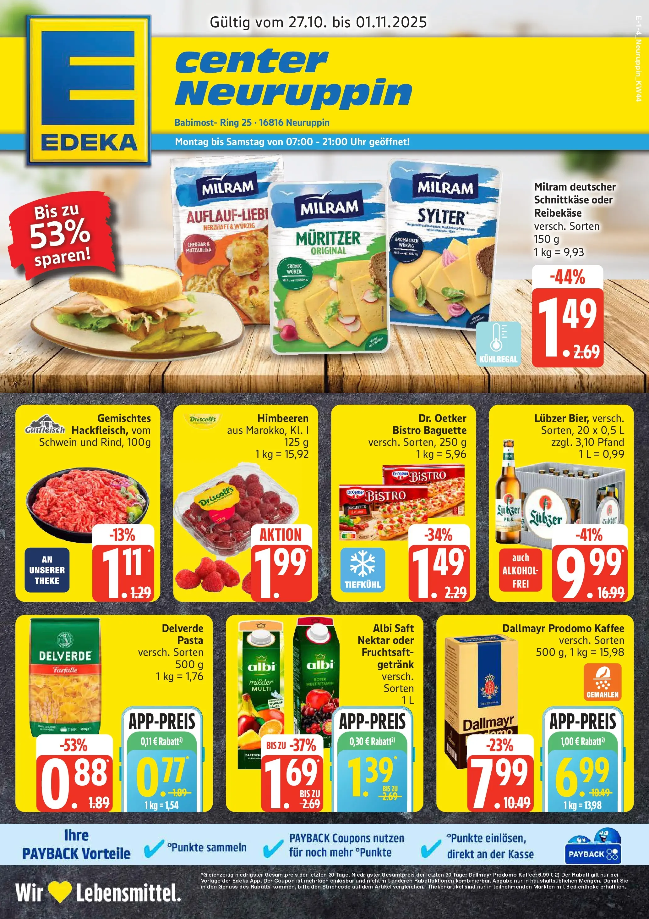 Edeka prospekt Neuruppin	 (ab 26.10.2025) » Angebote Online | Seite: 1 | Produkte: Theke, Mozzarella, Reibekase, Lubzer