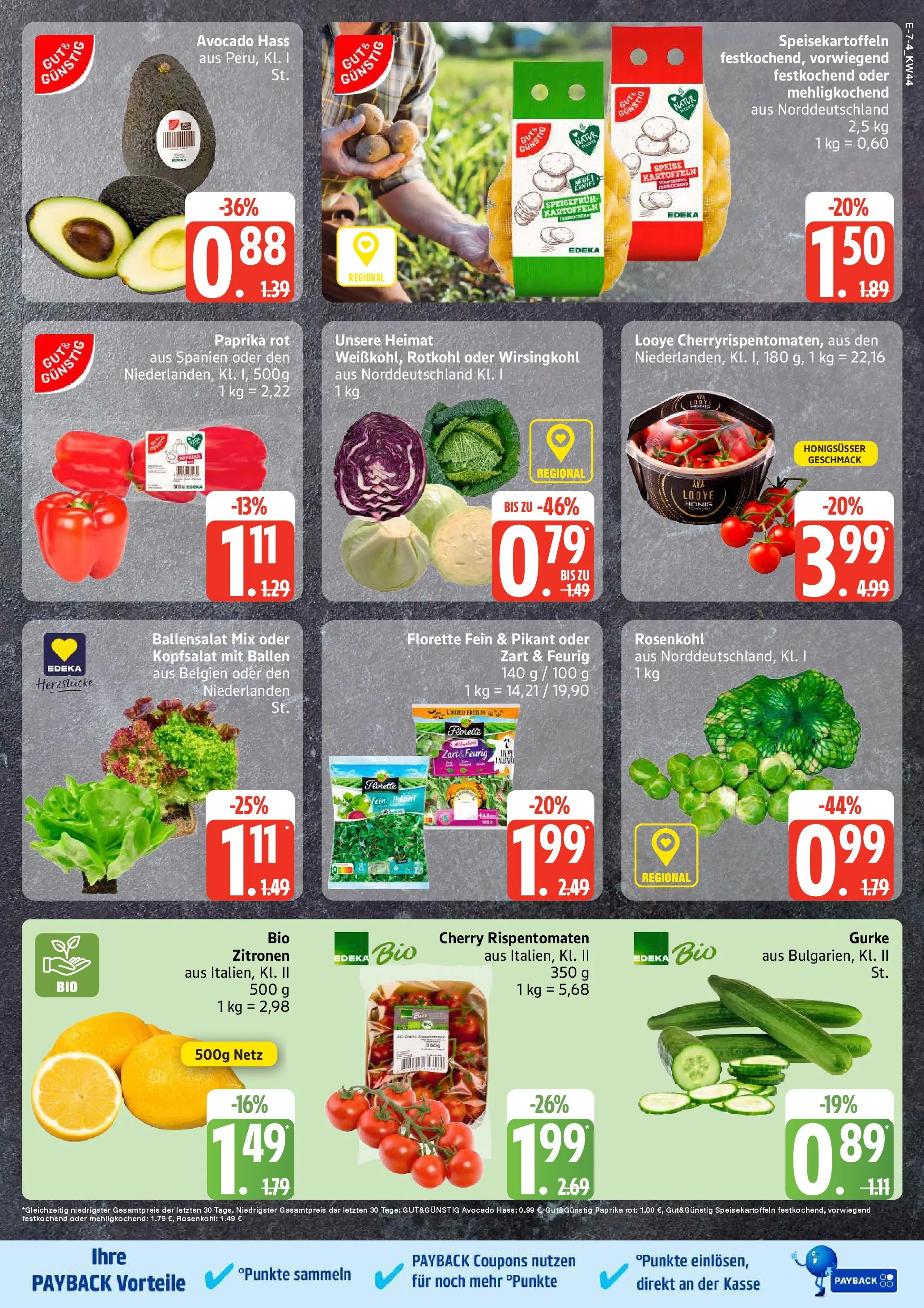 Edeka prospekt Neuruppin	 (ab 26.10.2025) » Angebote Online | Seite: 7 | Produkte: Rotkohl, Paprika rot, Avocado, Kartoffeln