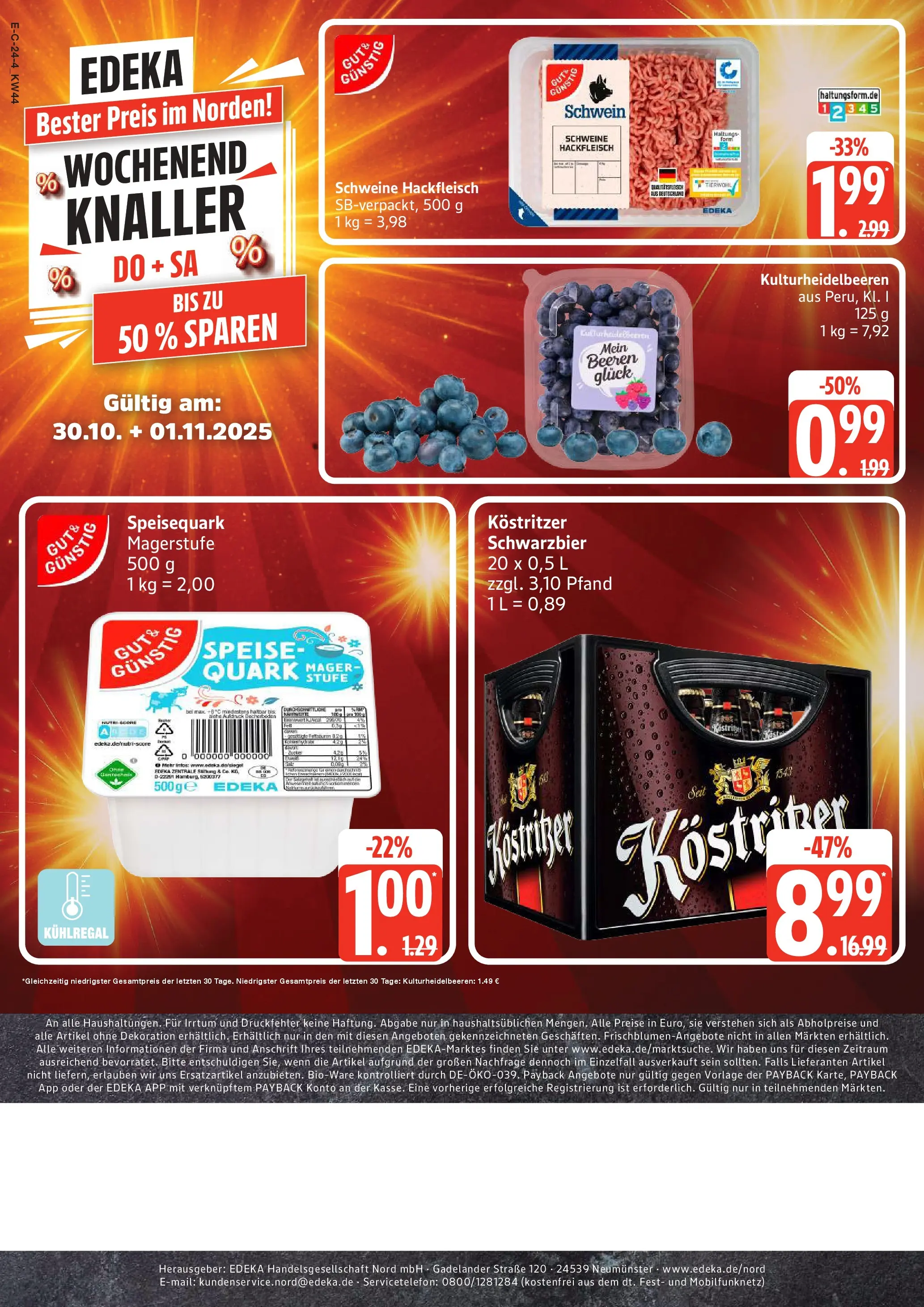 Edeka prospekt Neuruppin	 (ab 26.10.2025) » Angebote Online | Seite: 24 | Produkte: Quark, Kostritzer, Speisequark, Hackfleisch