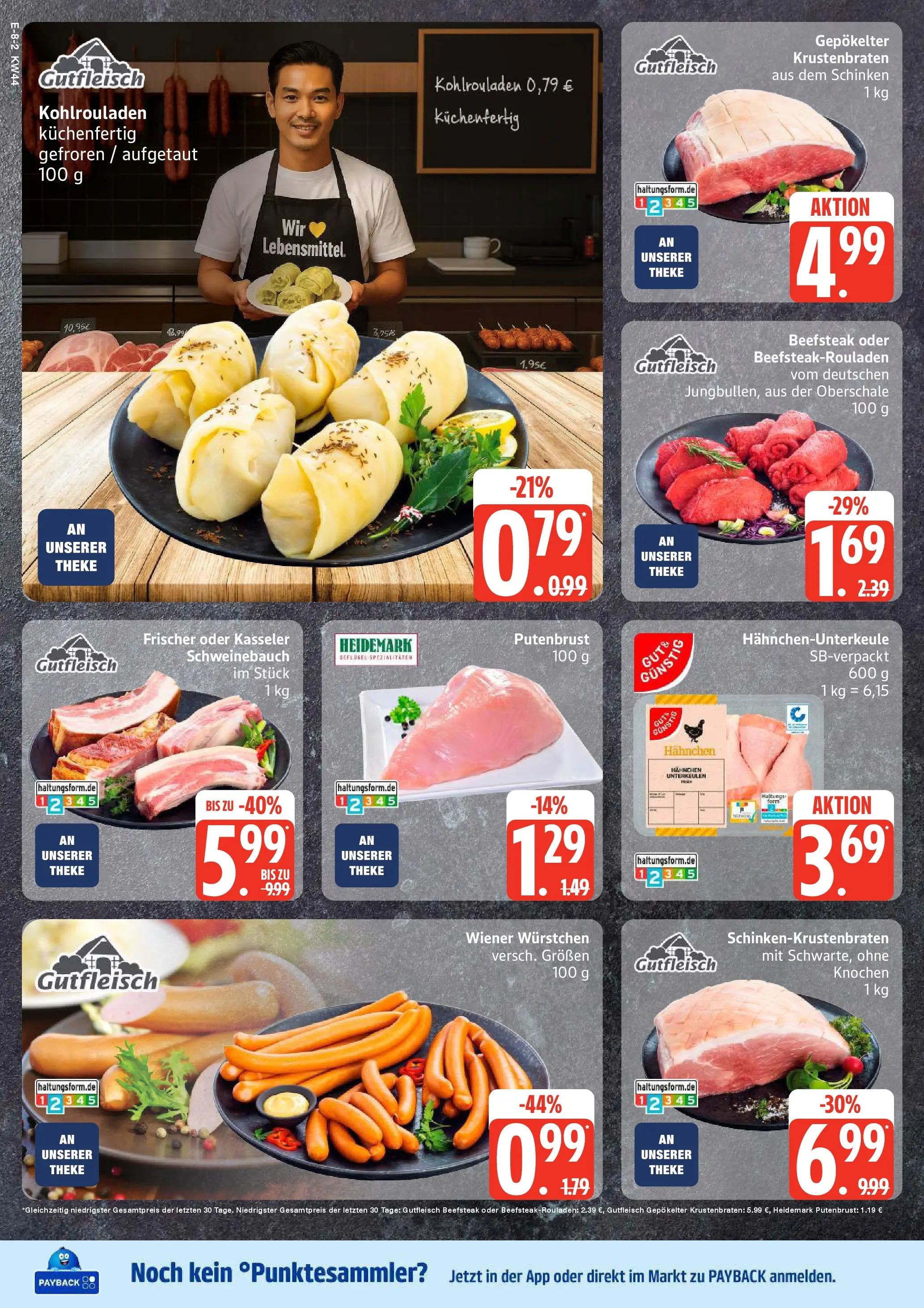 Edeka prospekt Großenwiehe	 (ab 26.10.2025) » Angebote Online | Seite: 8 | Produkte: Hahnchen, Wiener wurstchen, Schweinebauch, Schinken