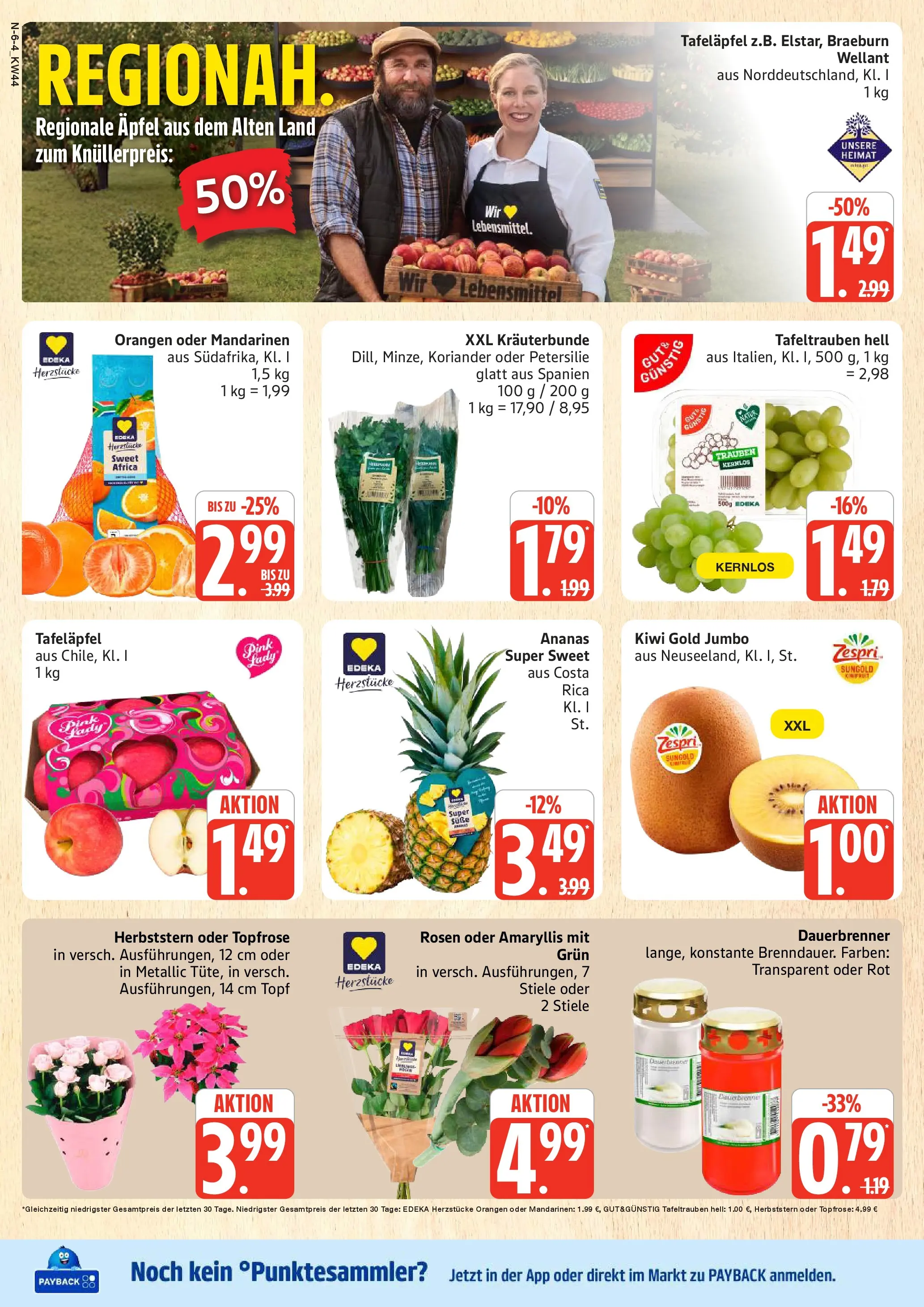 Edeka prospekt Rostock	 (ab 26.10.2025) » Angebote Online | Seite: 6 | Produkte: Trauben, Äpfel, Orangen, Kiwi