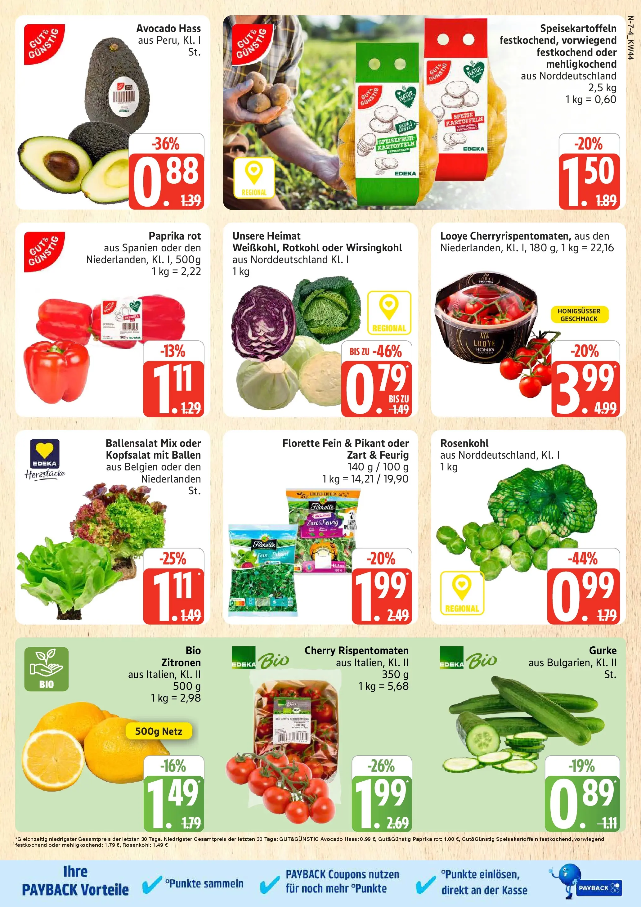 Edeka prospekt Rostock	 (ab 26.10.2025) » Angebote Online | Seite: 7 | Produkte: Rotkohl, Paprika rot, Kartoffeln, Paprika