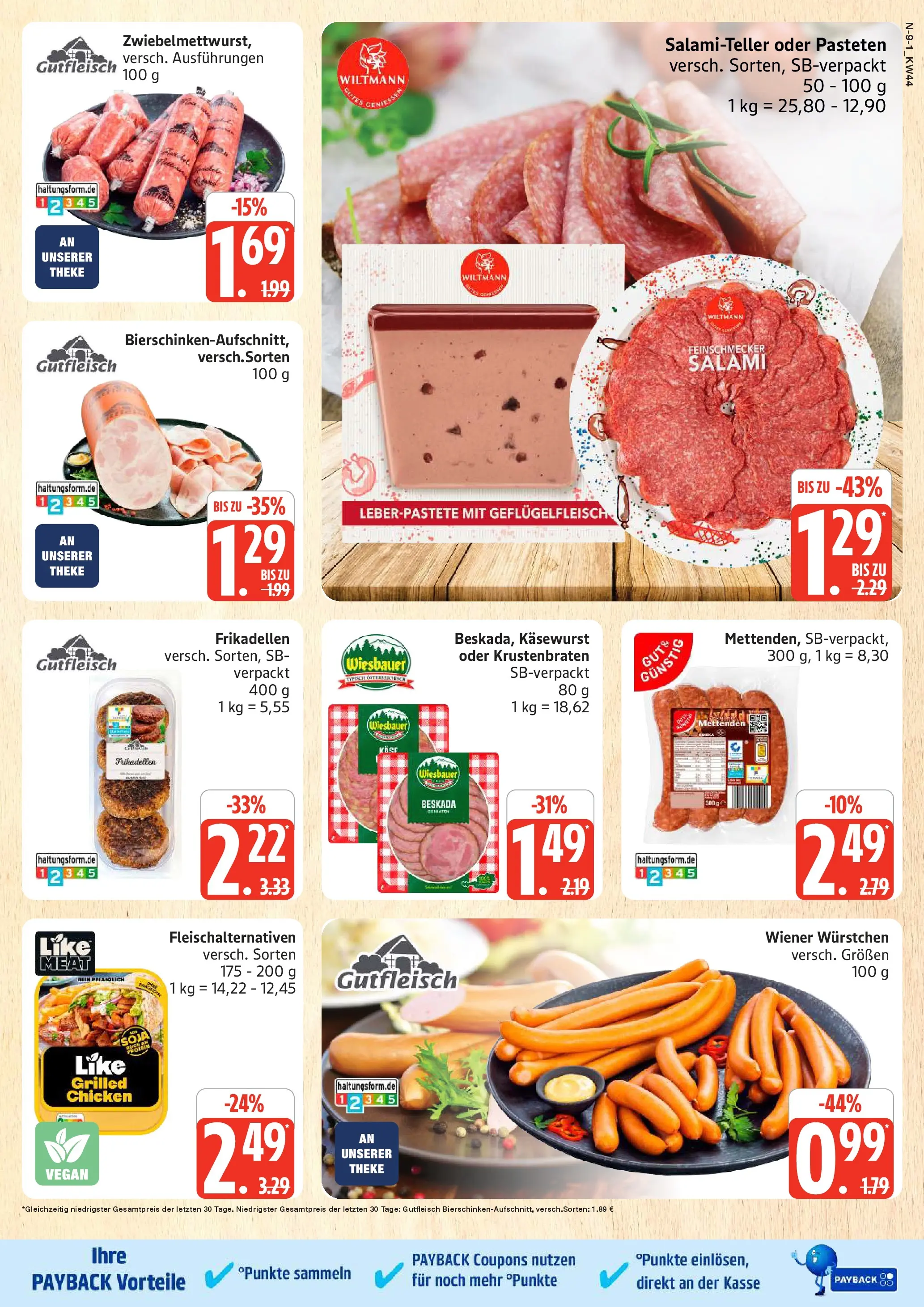Edeka prospekt Rostock	 (ab 26.10.2025) » Angebote Online | Seite: 9 | Produkte: Wiener wurstchen, Käse, Theke, Salami