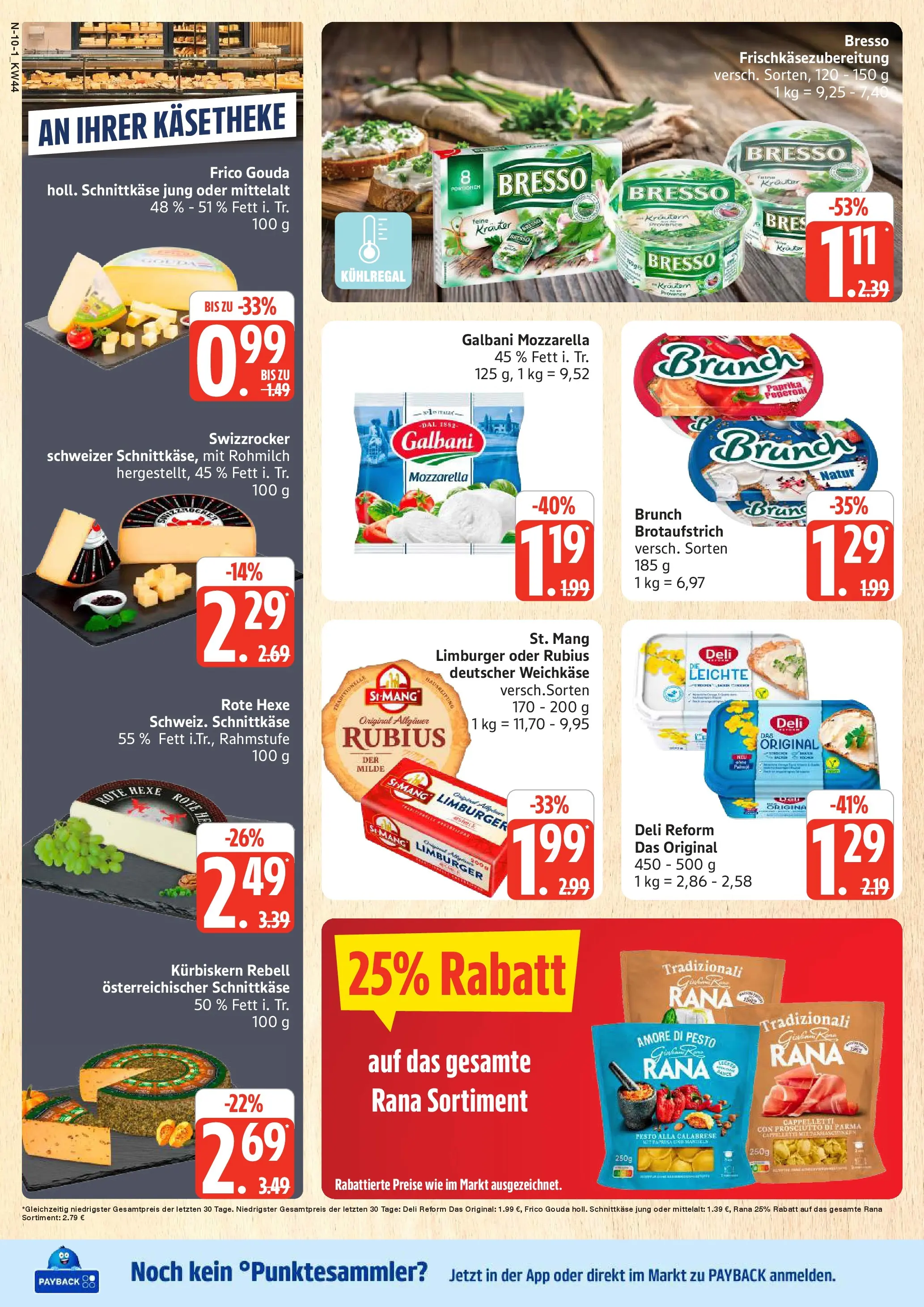 Edeka prospekt Rostock	 (ab 26.10.2025) » Angebote Online | Seite: 10 | Produkte: Mozzarella, Gouda, Mandeln, Deli reform