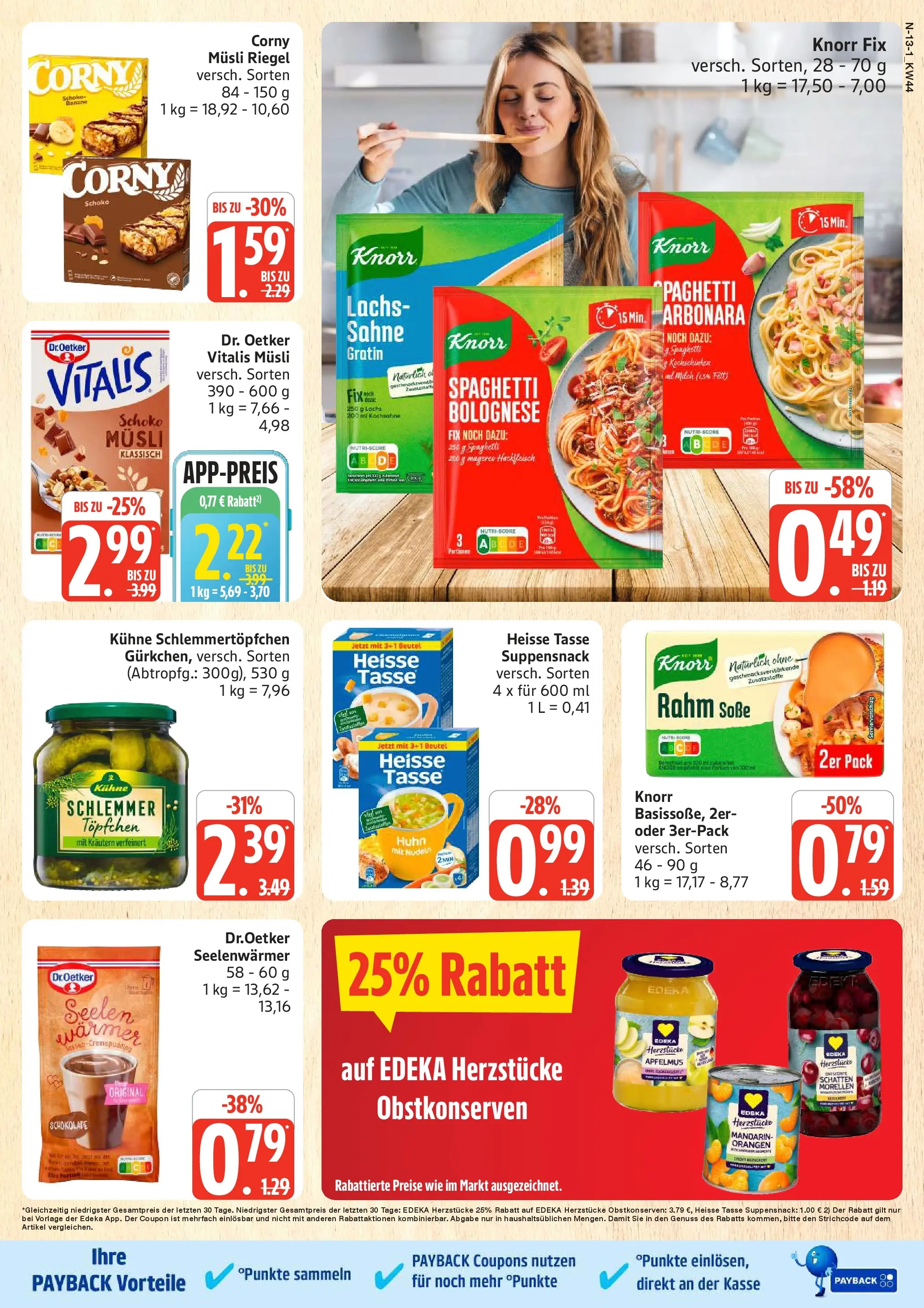 Edeka prospekt Rostock	 (ab 26.10.2025) » Angebote Online | Seite: 13 | Produkte: Musli, Knorr, Soße, Sahne