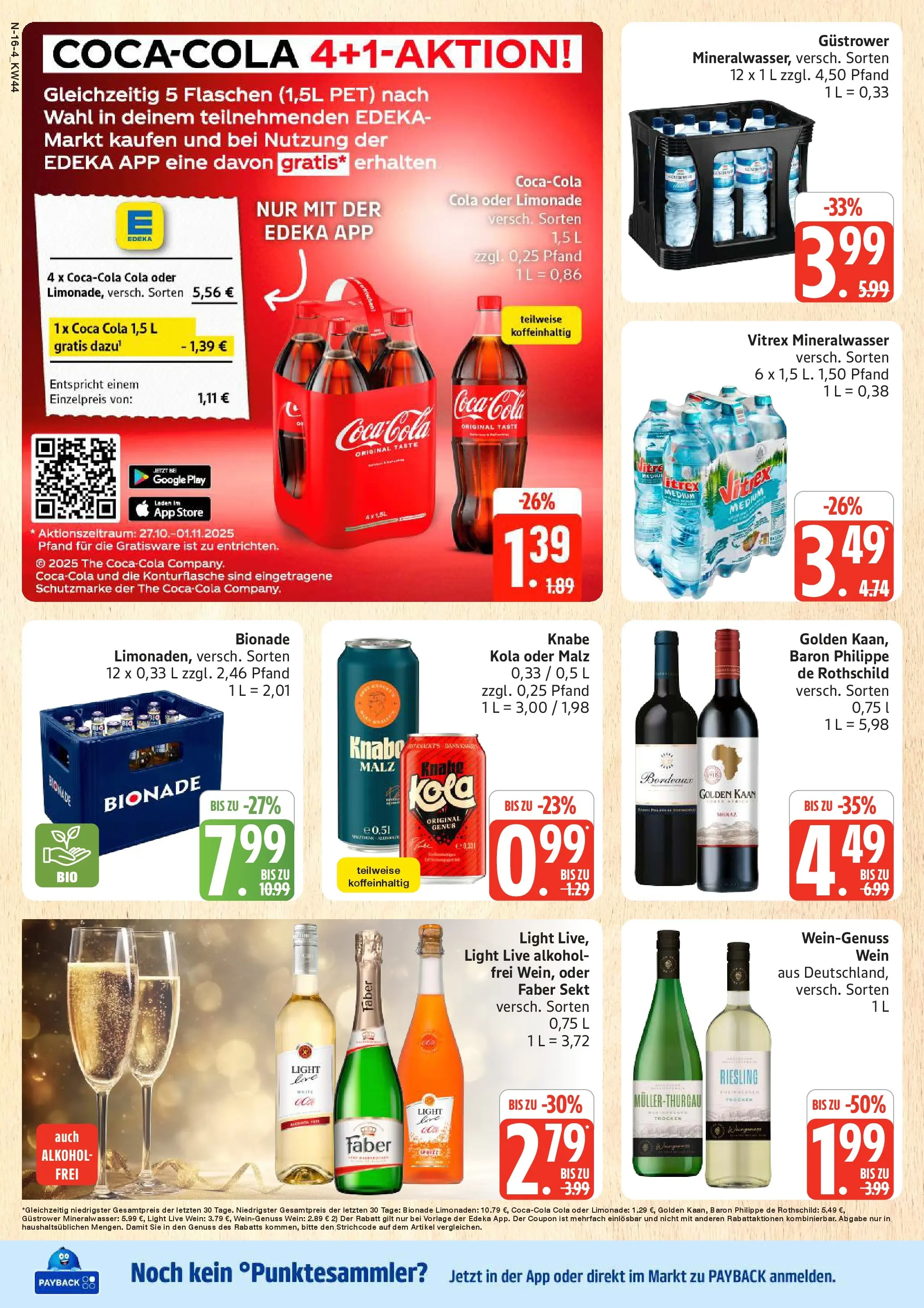 Edeka prospekt Rostock	 (ab 26.10.2025) » Angebote Online | Seite: 16 | Produkte: Coca cola, Sekt, Bionade, Mineralwasser