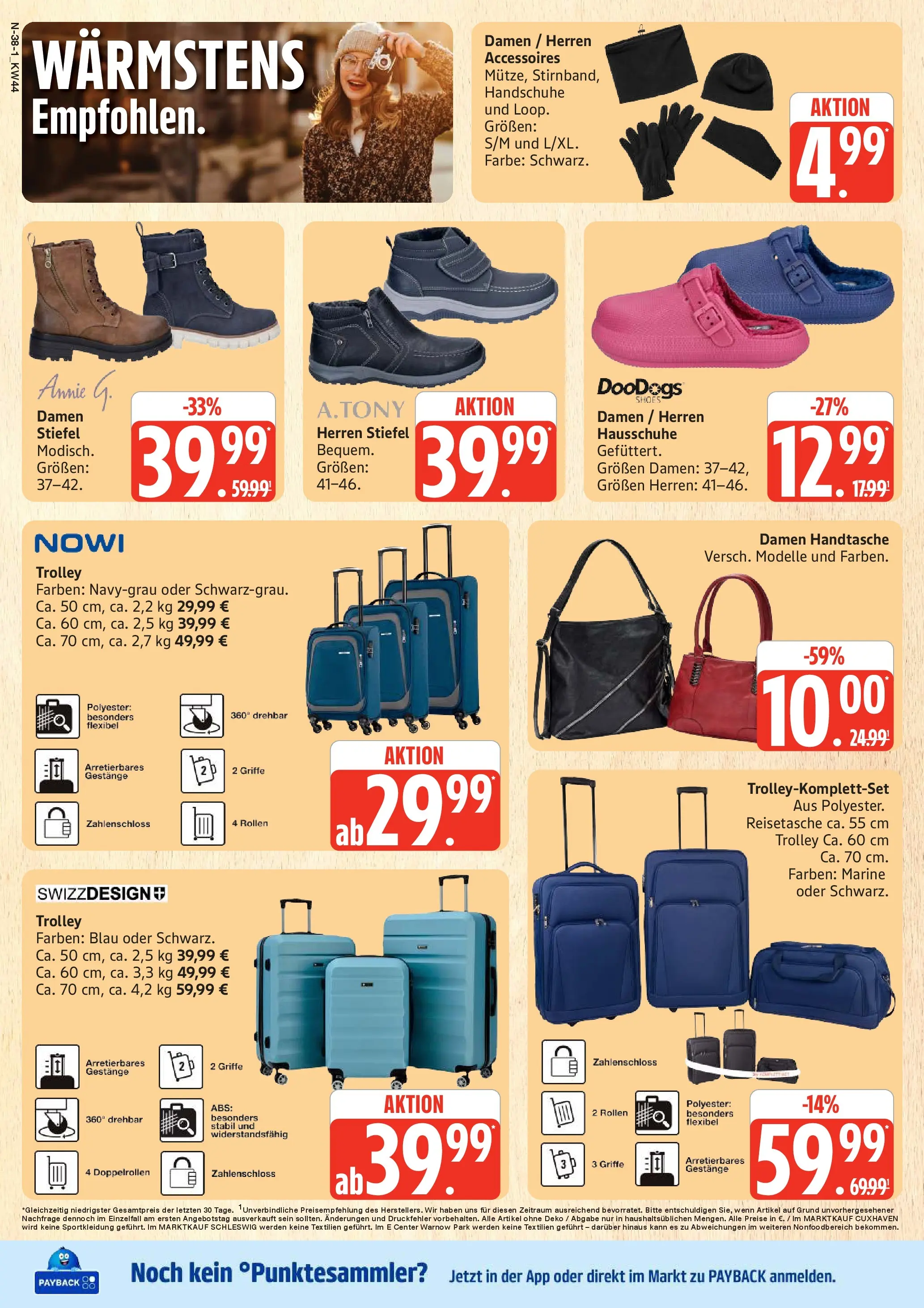 Edeka prospekt Rostock	 (ab 26.10.2025) » Angebote Online | Seite: 38 | Produkte: Stiefel, Handtasche, Reisetasche, Handschuhe