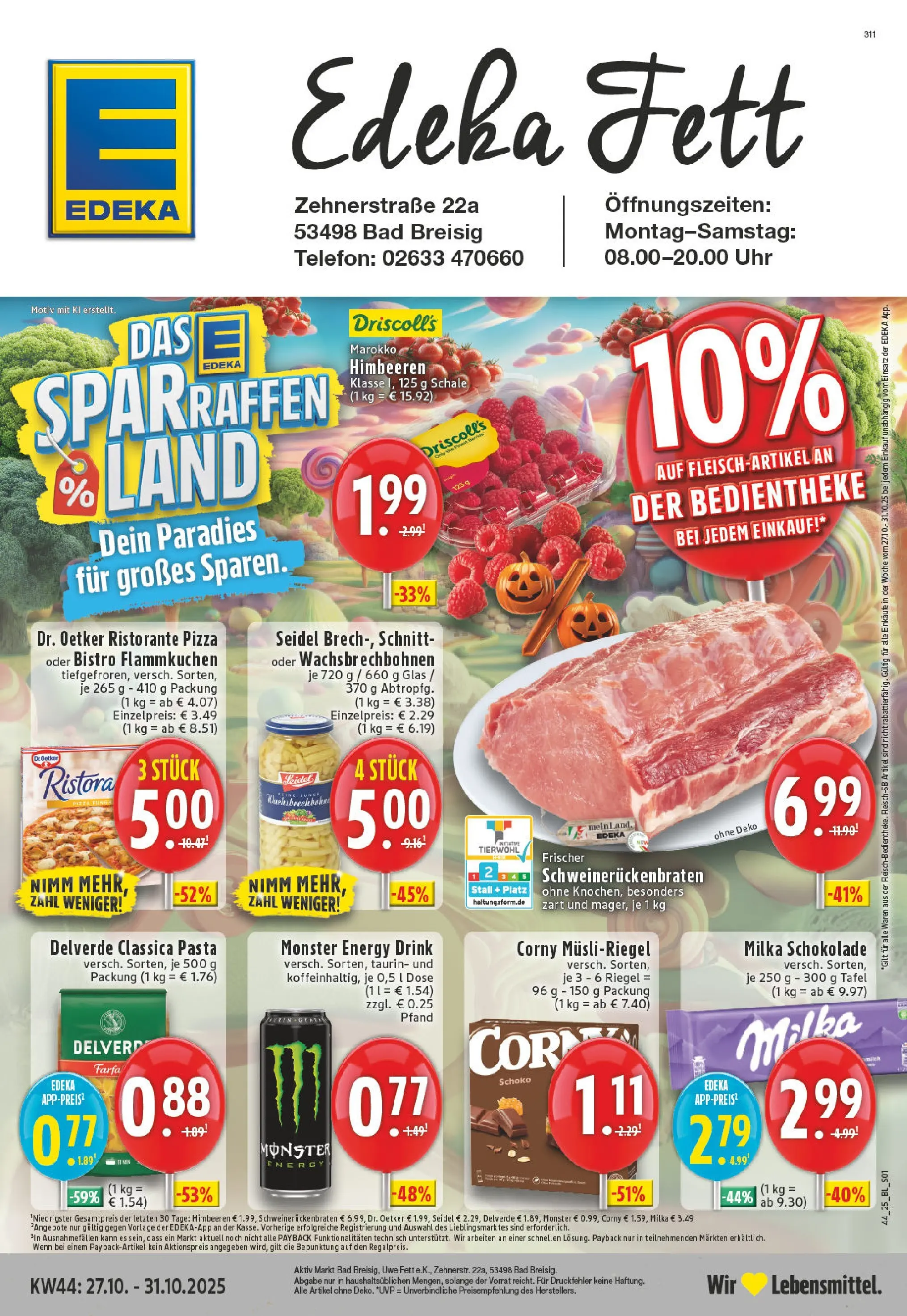Edeka prospekt Bad Breisig	 (ab 26.10.2025) » Angebote Online | Seite: 1 | Produkte: Himbeeren, Monster, Telefon, Uhr