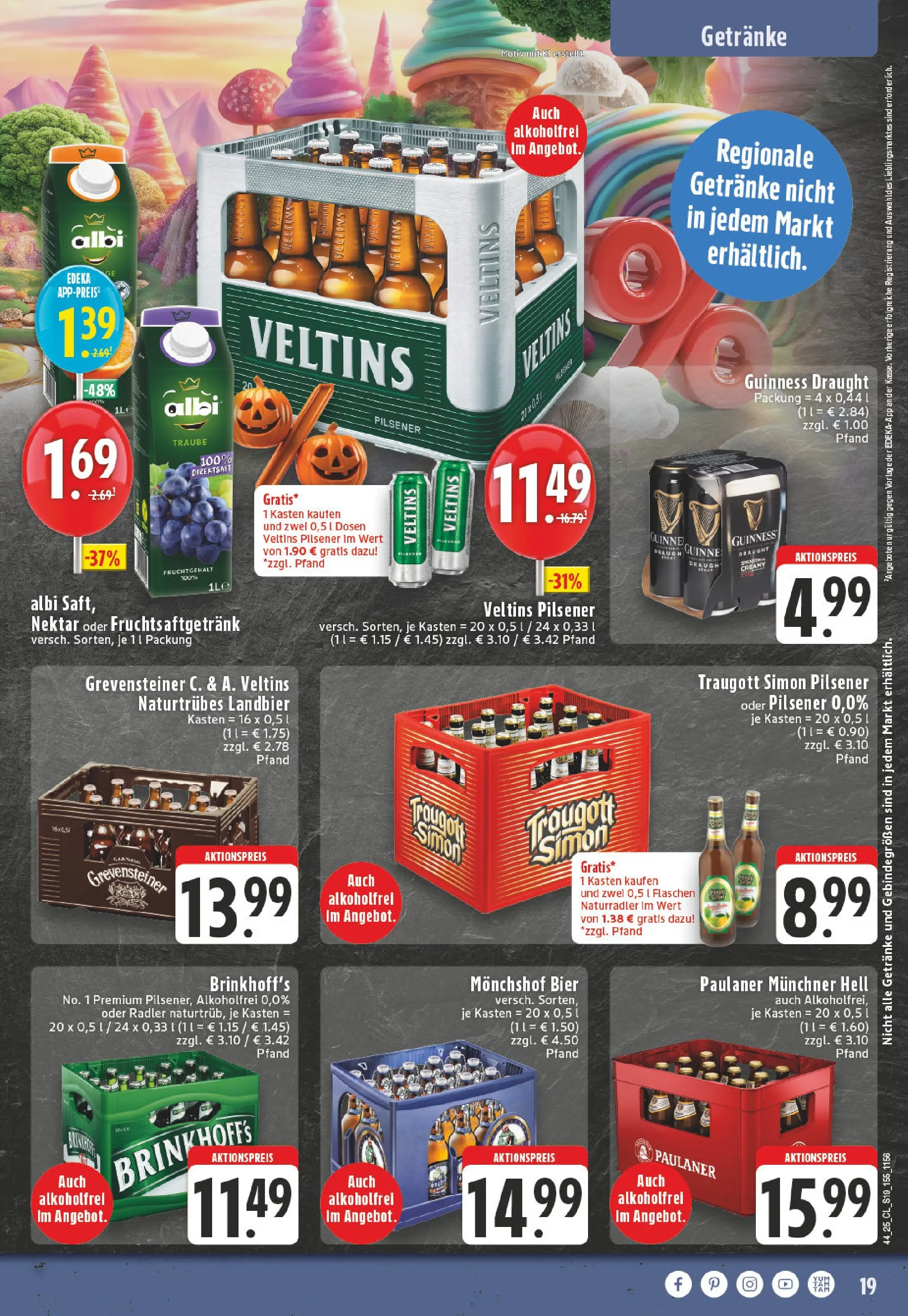 Edeka prospekt Goch	 (ab 26.10.2025) » Angebote Online | Seite: 19 | Produkte: Monchshof, Radler, Paulaner, Veltins