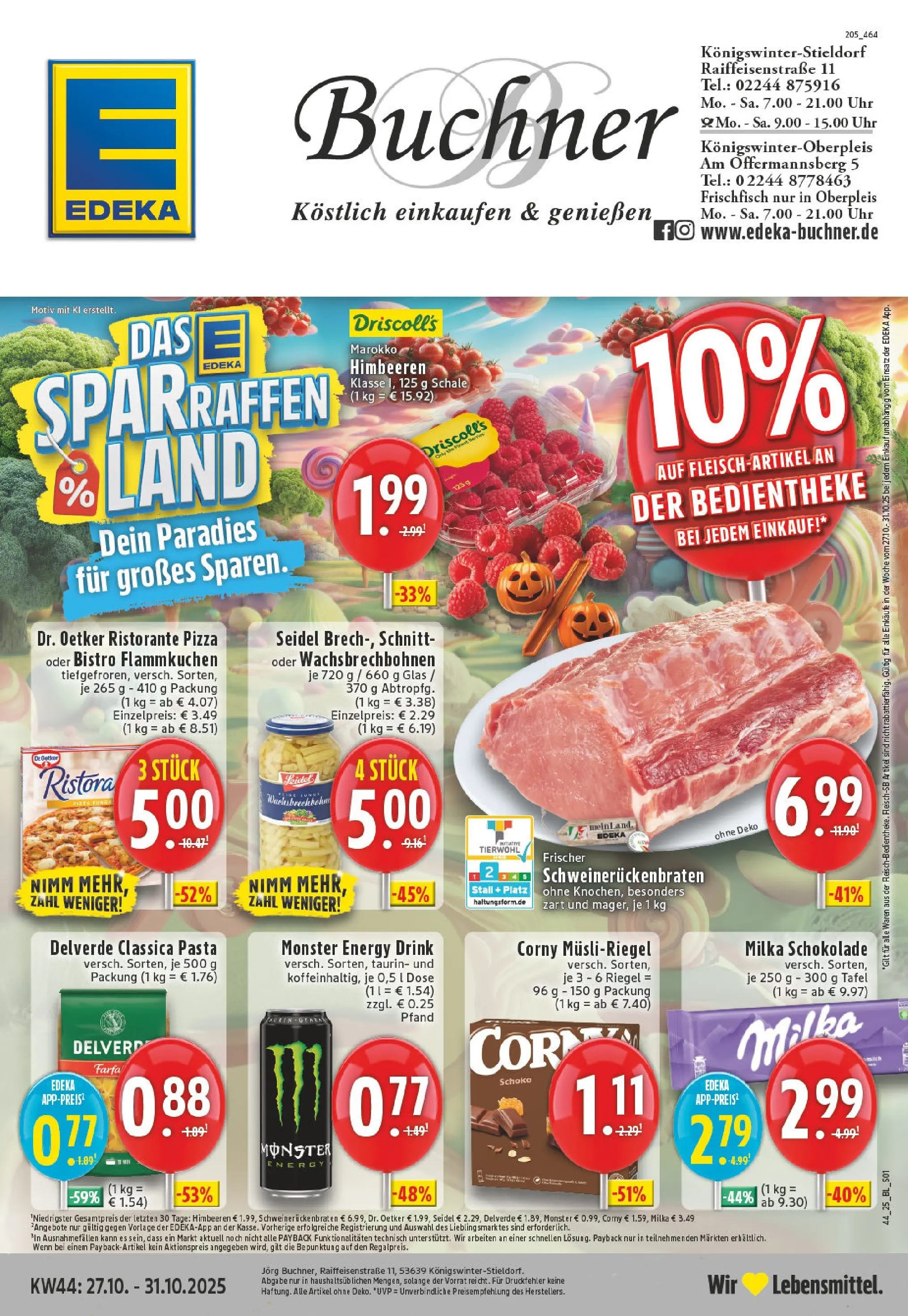 Edeka prospekt Königswinter - Oberpleis	 (ab 26.10.2025) » Angebote Online | Seite: 1 | Produkte: Himbeeren, Energy, Milka schokolade, Milka