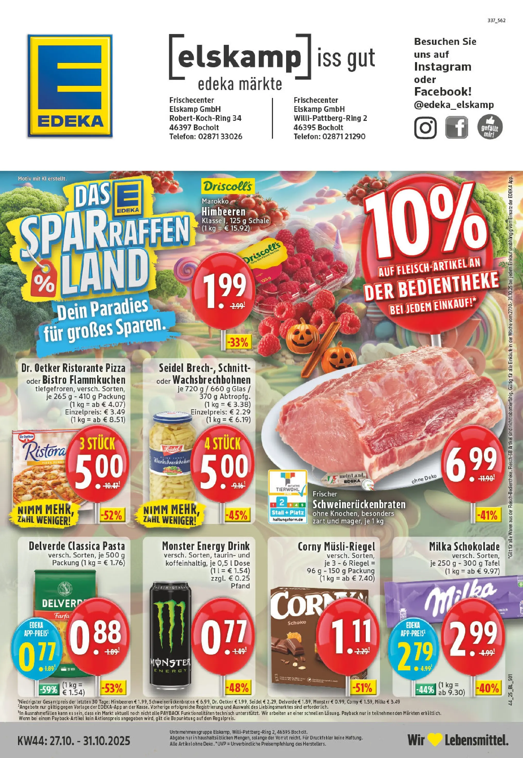 Edeka prospekt Bocholt	 (ab 26.10.2025) » Angebote Online | Seite: 1 | Produkte: Himbeeren, Schokolade, Milka schokolade, Pasta