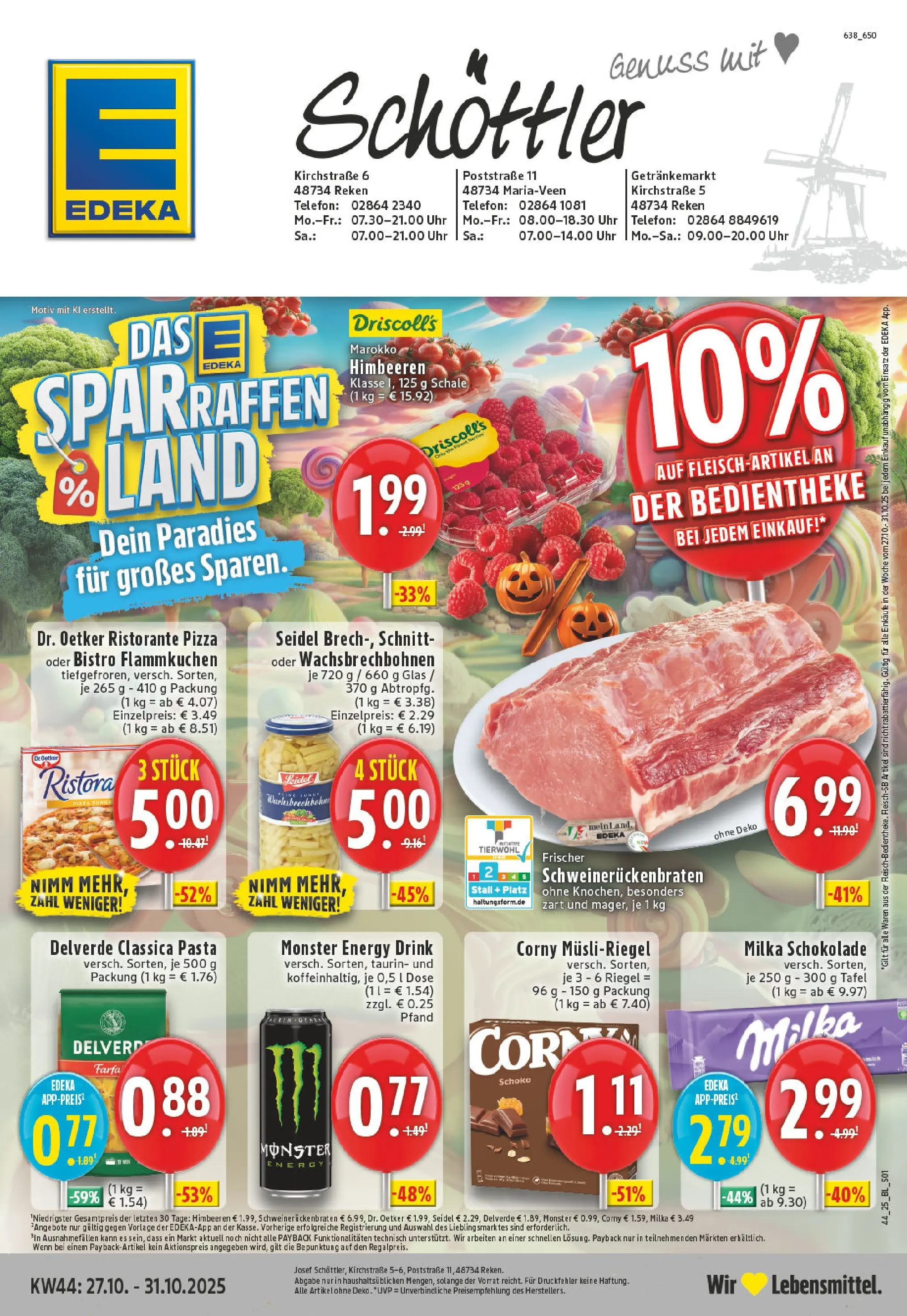 Edeka prospekt Reken - Maria Veen	 (ab 26.10.2025) » Angebote Online | Seite: 1 | Produkte: Ristorante, Schokolade, Milka schokolade, Telefon