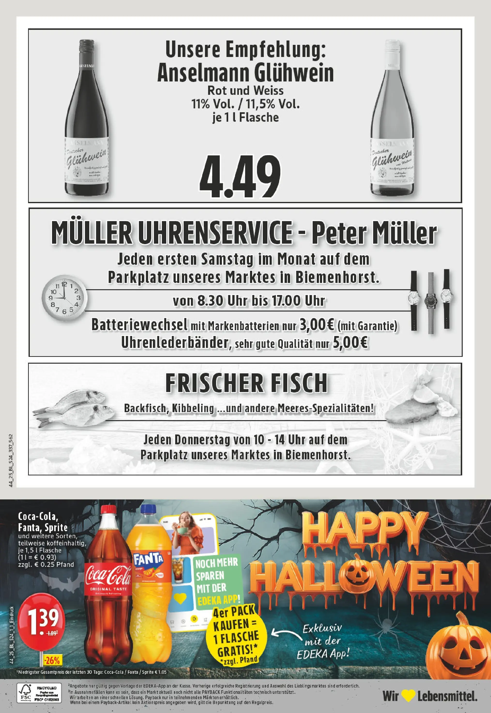 Edeka prospekt Bocholt	 (ab 26.10.2025) » Angebote Online | Seite: 24 | Produkte: Coca cola, Fanta, Sprite, Uhr