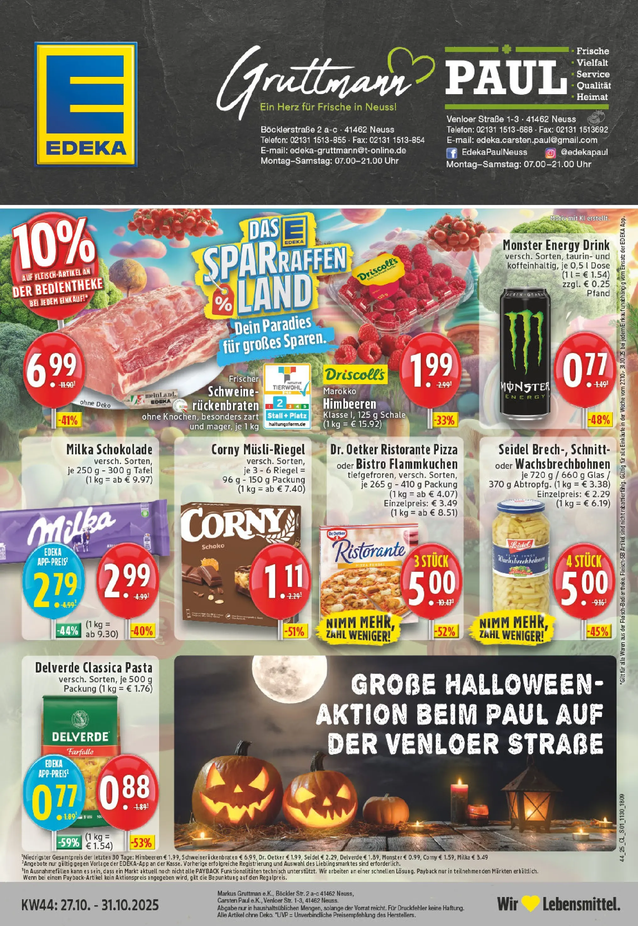 Edeka prospekt Neuss	 (ab 26.10.2025) » Angebote Online | Seite: 1 | Produkte: Milka, Monster, Pizza, Uhr