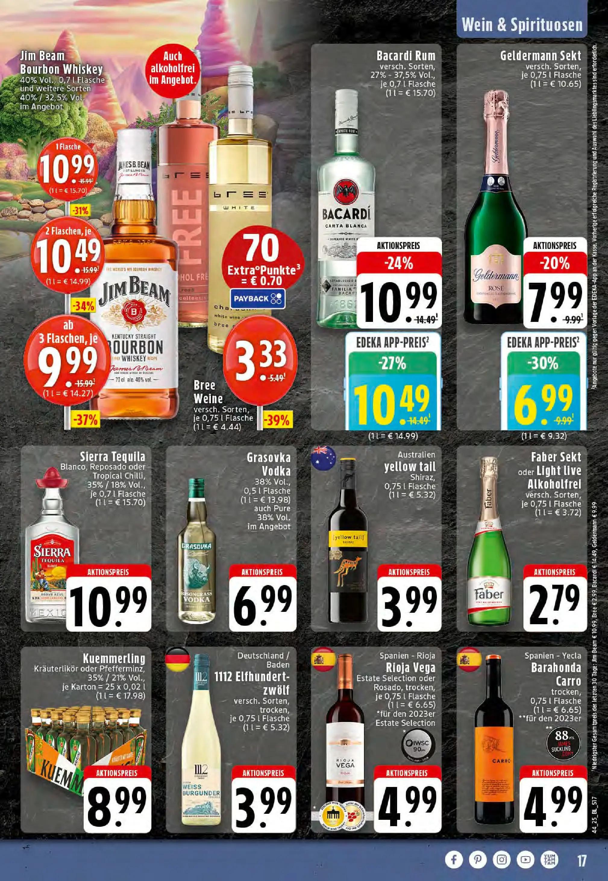 Edeka prospekt Stolberg	 (ab 26.10.2025) » Angebote Online | Seite: 17 | Produkte: Bacardi, Tequila, Wein, Vodka