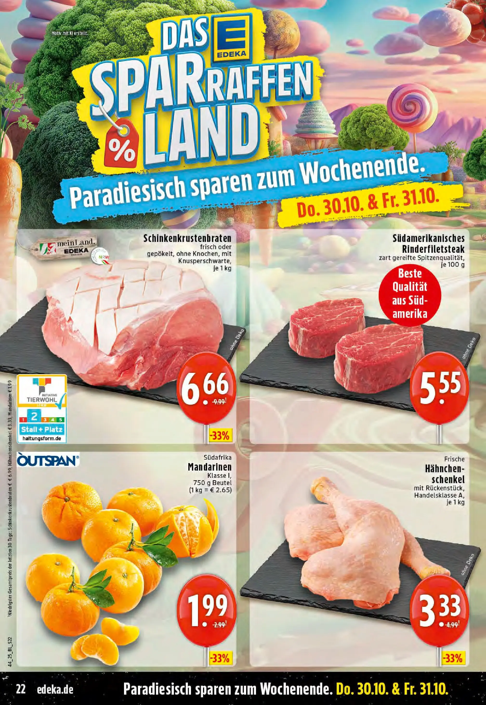Edeka prospekt Stolberg	 (ab 26.10.2025) » Angebote Online | Seite: 22 | Produkte: Hahnchen, Hahnchenschenkel, Mandarinen, Steak