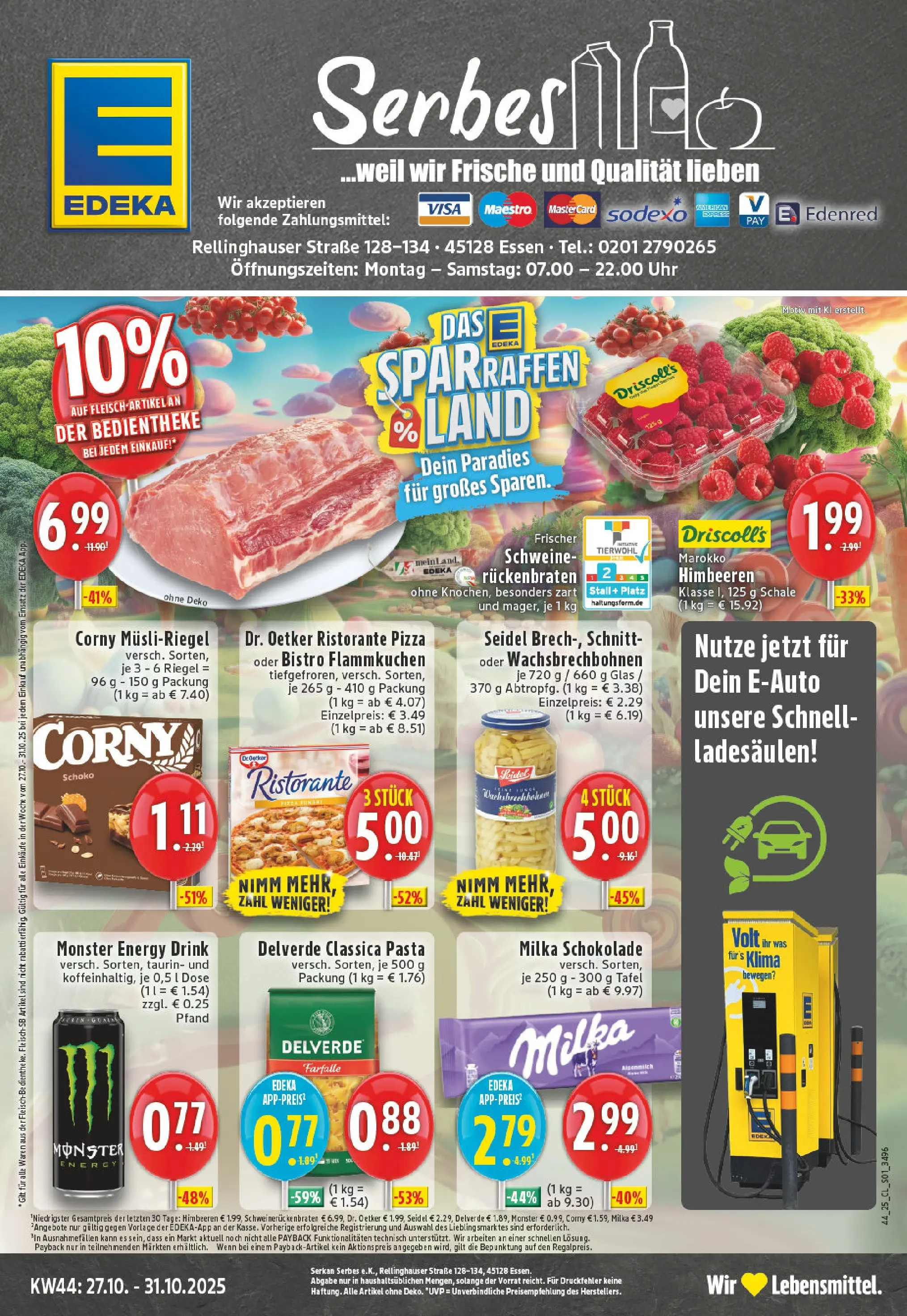 Edeka prospekt Essen	 (ab 26.10.2025) » Angebote Online | Seite: 1 | Produkte: Himbeeren, Milka, Pizza, Uhr