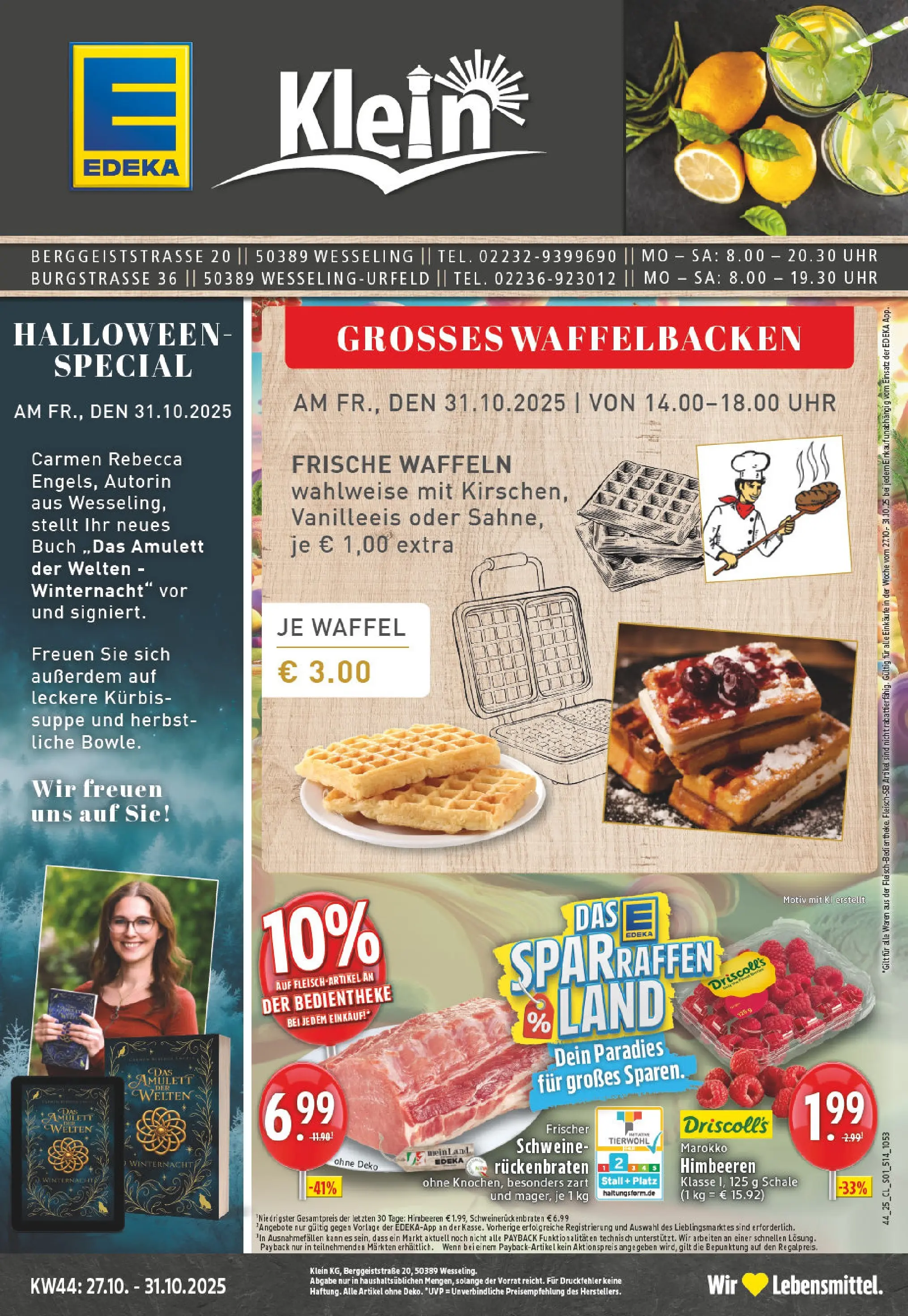 Edeka prospekt Wesseling-Urfeld	 (ab 26.10.2025) » Angebote Online | Seite: 1 | Produkte: Himbeeren, Waffeln, Kürbis, Uhr