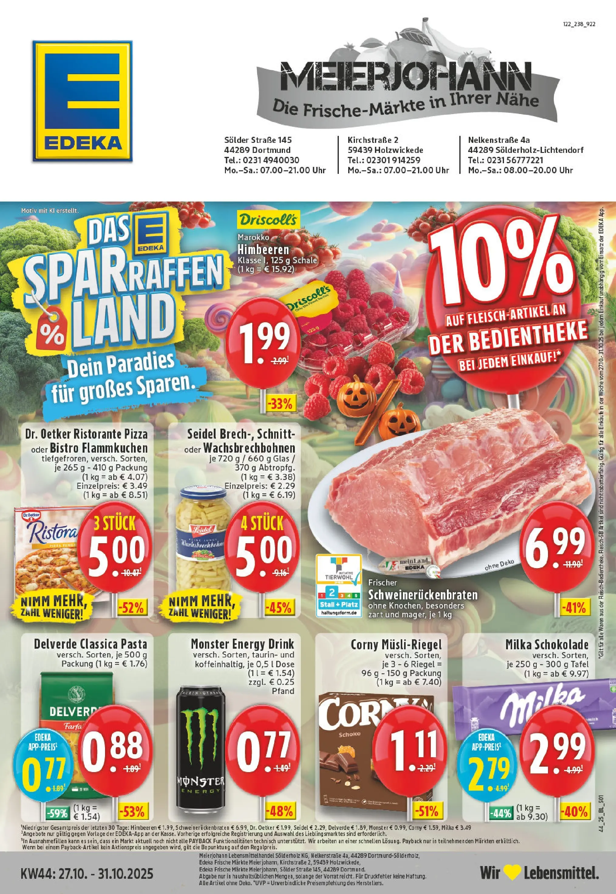 Edeka prospekt Holzwickede	 (ab 26.10.2025) » Angebote Online | Seite: 1 | Produkte: Himbeeren, Energy, Schokolade, Pasta