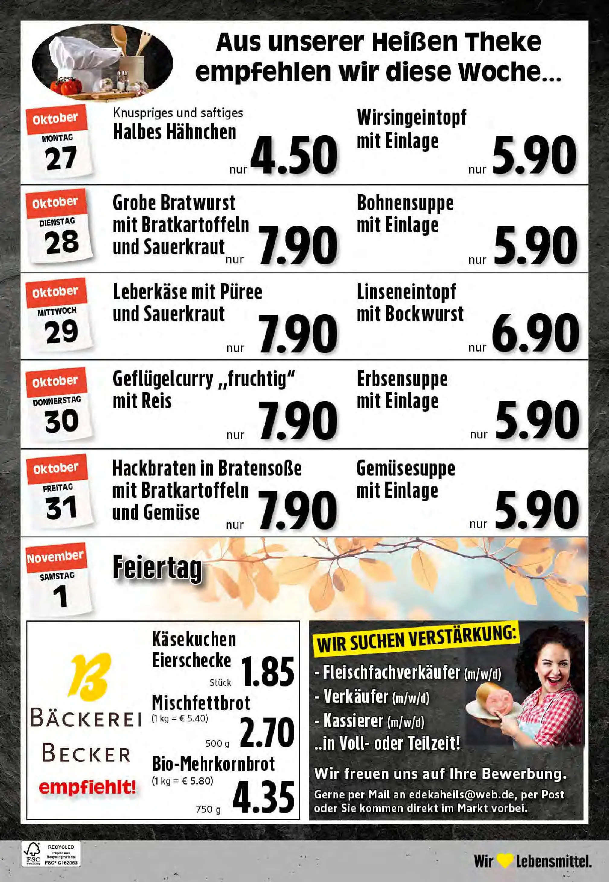 Edeka prospekt Reken-Bahnhof	 (ab 26.10.2025) » Angebote Online | Seite: 24 | Produkte: Bockwurst, Hahnchen, Bäckerei, Gemüse