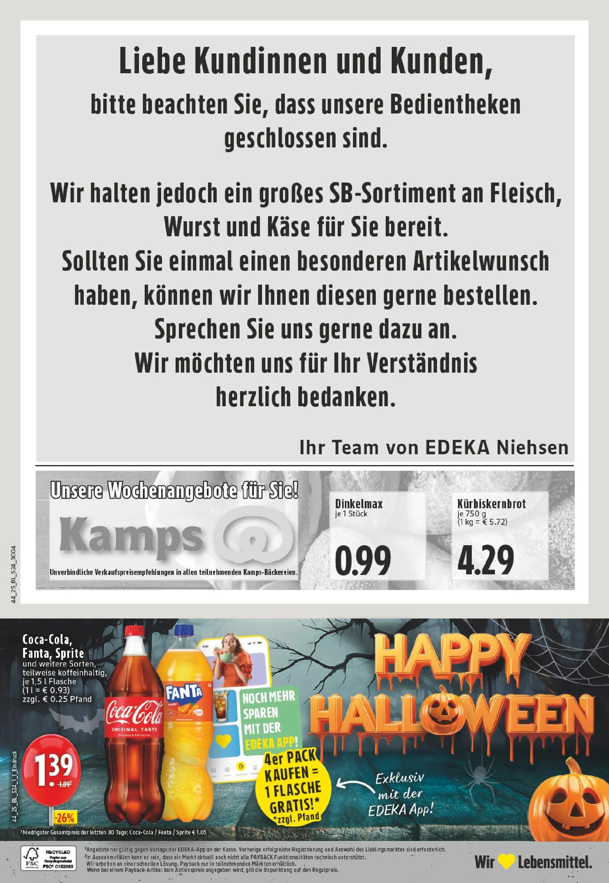 Edeka prospekt Neuss-Meertal	 (ab 26.10.2025) » Angebote Online | Seite: 24 | Produkte: Fanta, Sprite, Käse, Wurst