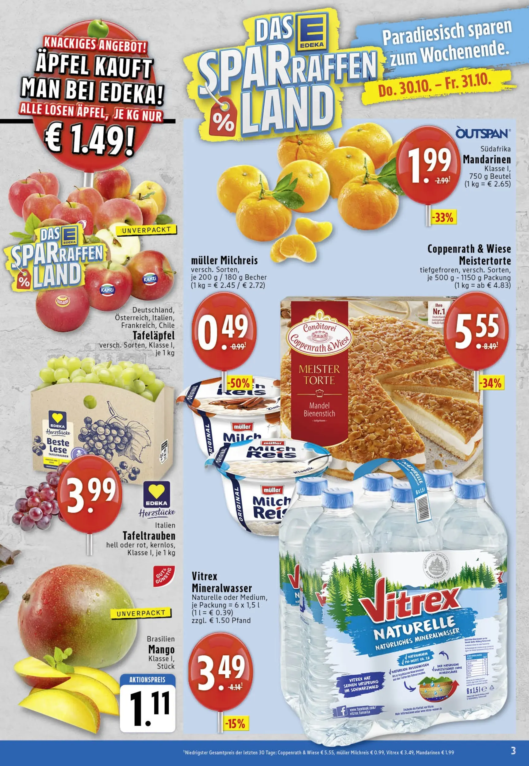 Edeka prospekt Köln	 (ab 26.10.2025) » Angebote Online | Seite: 3 | Produkte: Milch, Mandarinen, Pudding, Mineralwasser