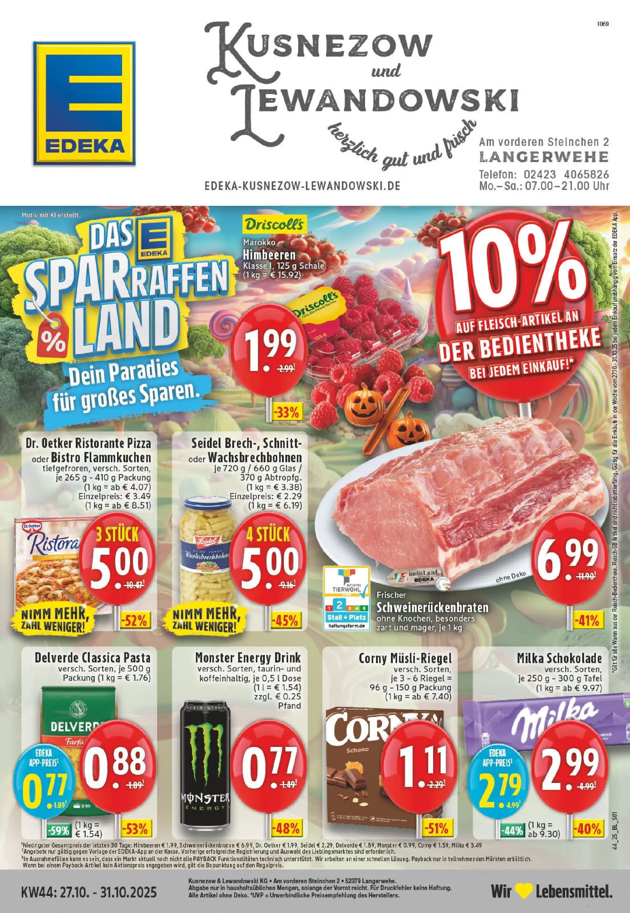 Edeka prospekt Langerwehe	 (ab 26.10.2025) » Angebote Online | Seite: 1 | Produkte: Himbeeren, Milka, Pasta, Telefon