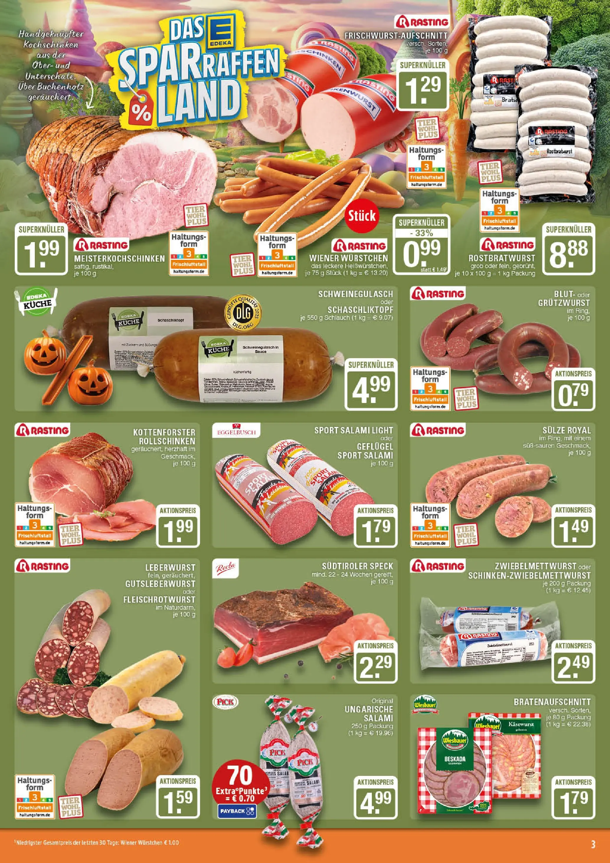 Edeka prospekt Marl	 (ab 26.10.2025) » Angebote Online | Seite: 3 | Produkte: Schweinegulasch, Küche, Zucker, Salami