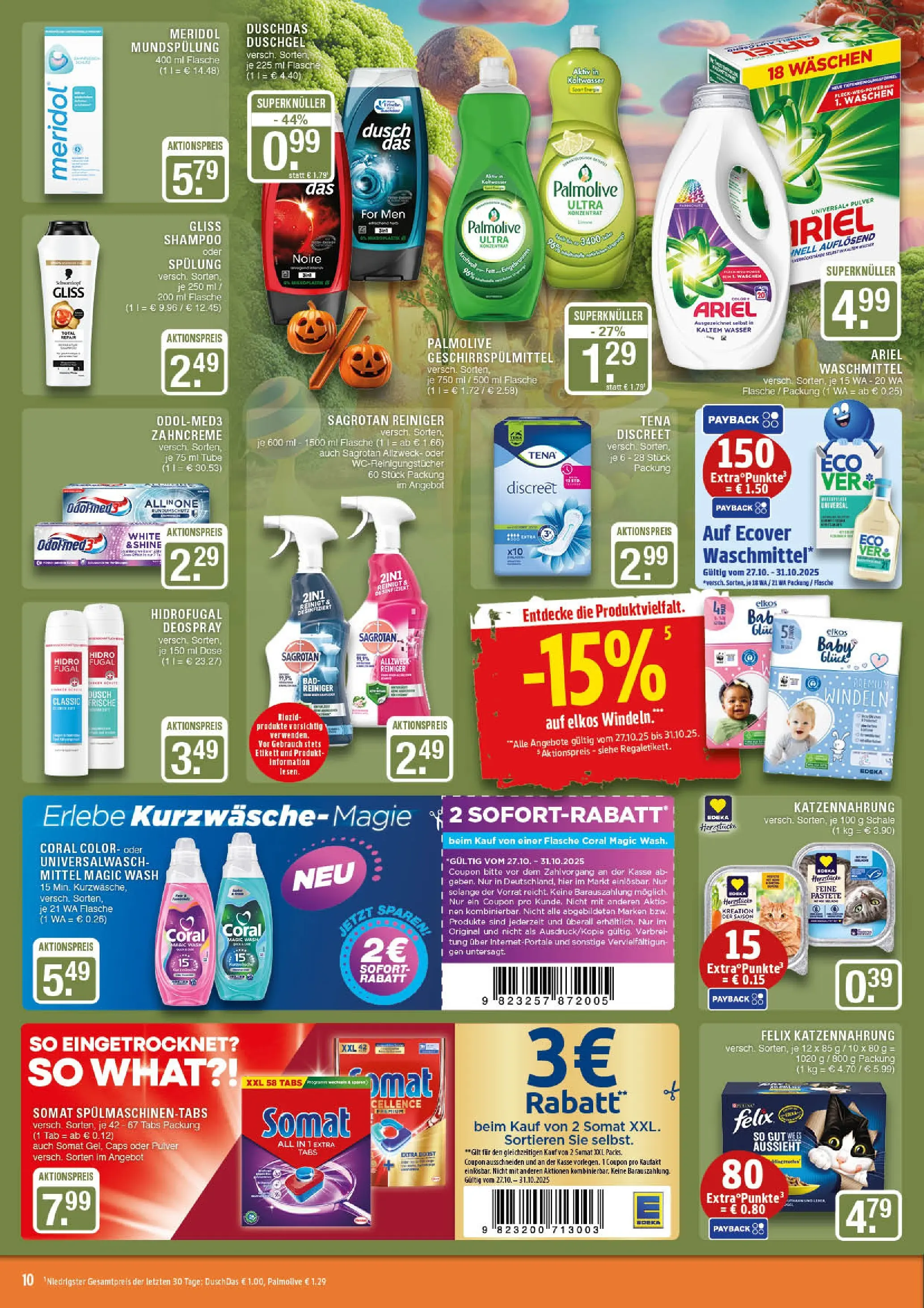 Edeka prospekt Marl	 (ab 26.10.2025) » Angebote Online | Seite: 10 | Produkte: Coral, Bad, Geschirrspülmittel, Shower Gel