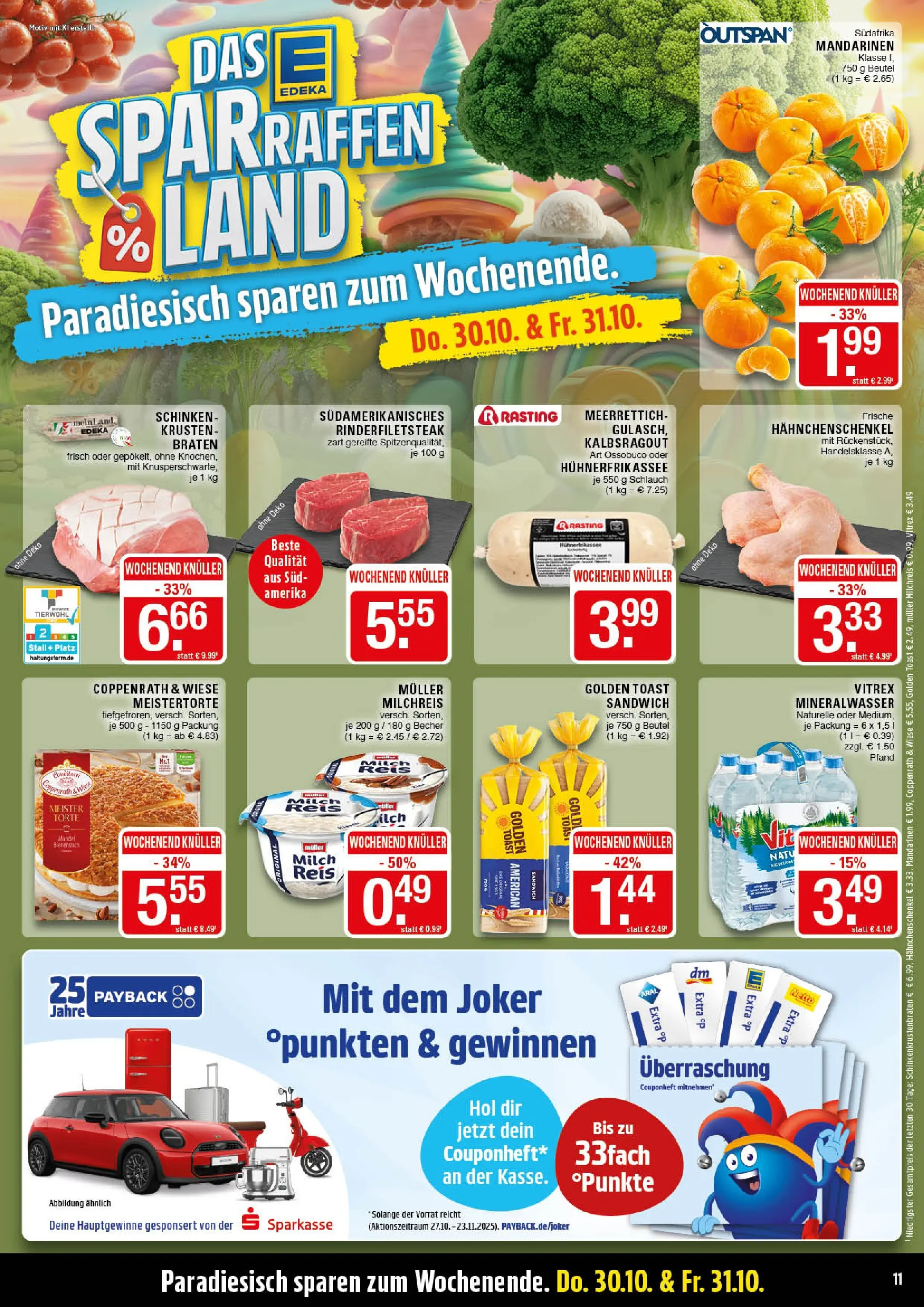 Edeka prospekt Marl	 (ab 26.10.2025) » Angebote Online | Seite: 11 | Produkte: Hahnchenschenkel, Milch, Mandarinen, Mineralwasser