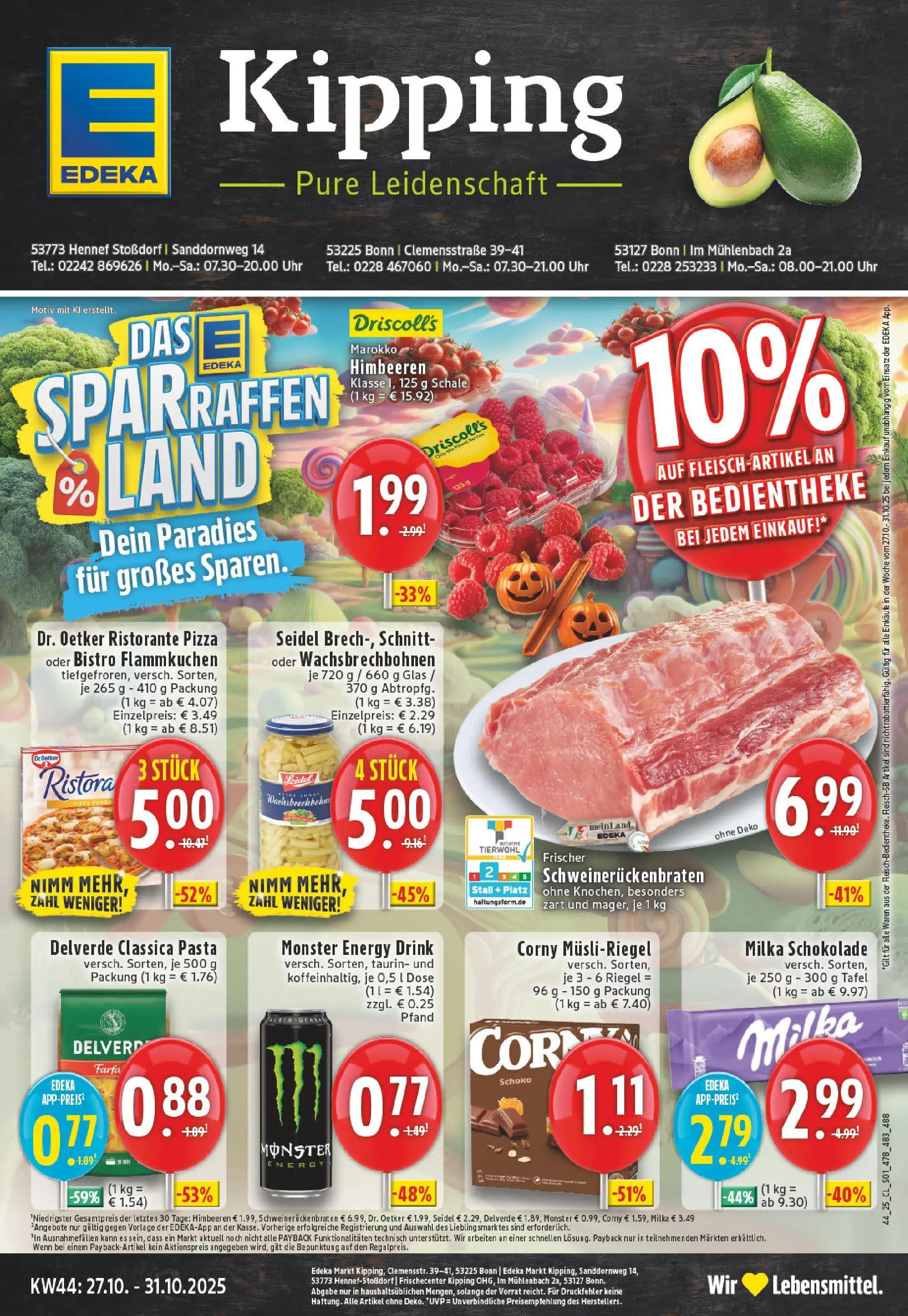 Edeka prospekt Bonn	 (ab 26.10.2025) » Angebote Online | Seite: 1 | Produkte: Himbeeren, Energy, Monster, Pizza