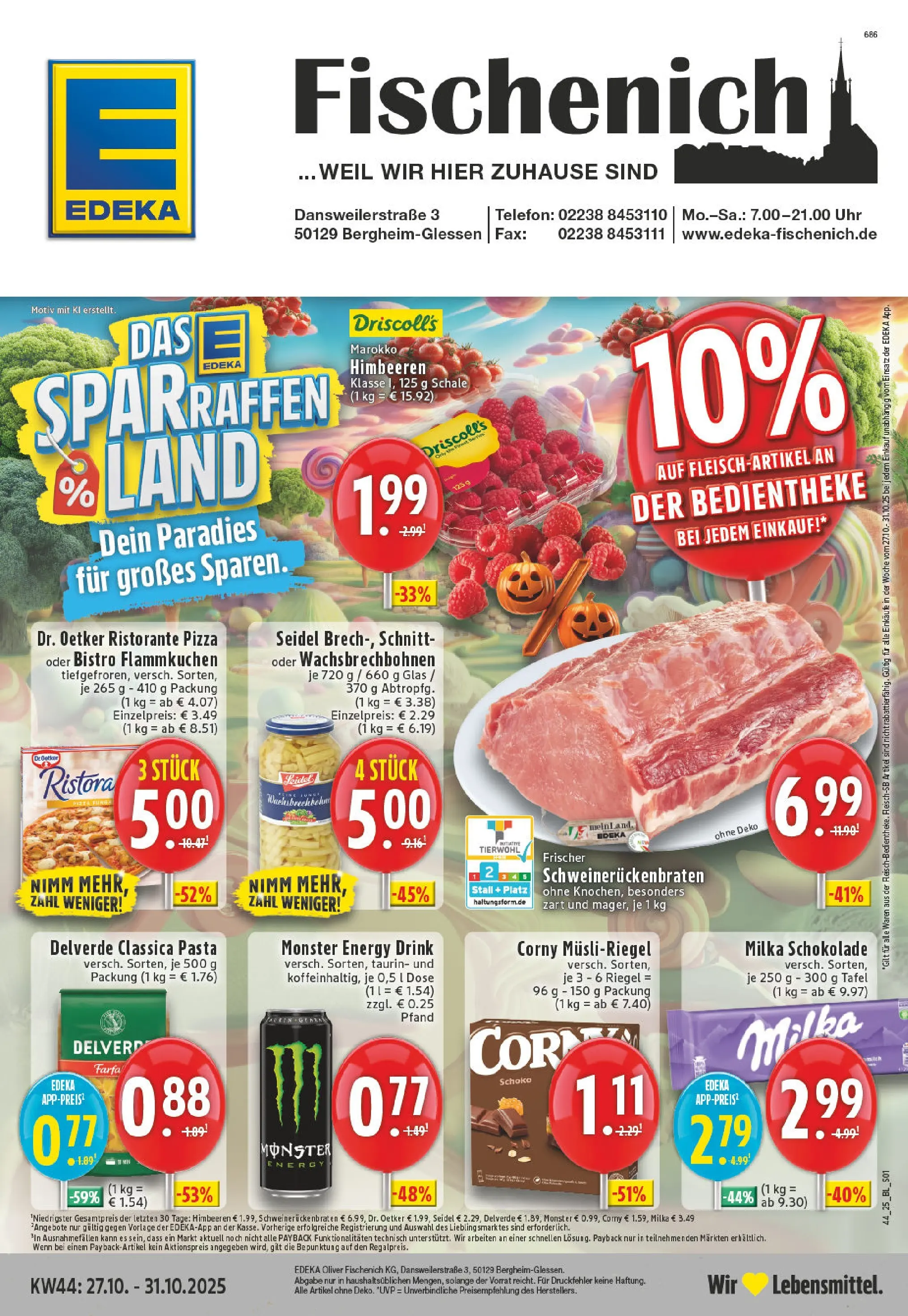 Edeka prospekt Bergheim	 (ab 26.10.2025) » Angebote Online | Seite: 1 | Produkte: Himbeeren, Ristorante, Energy, Pasta