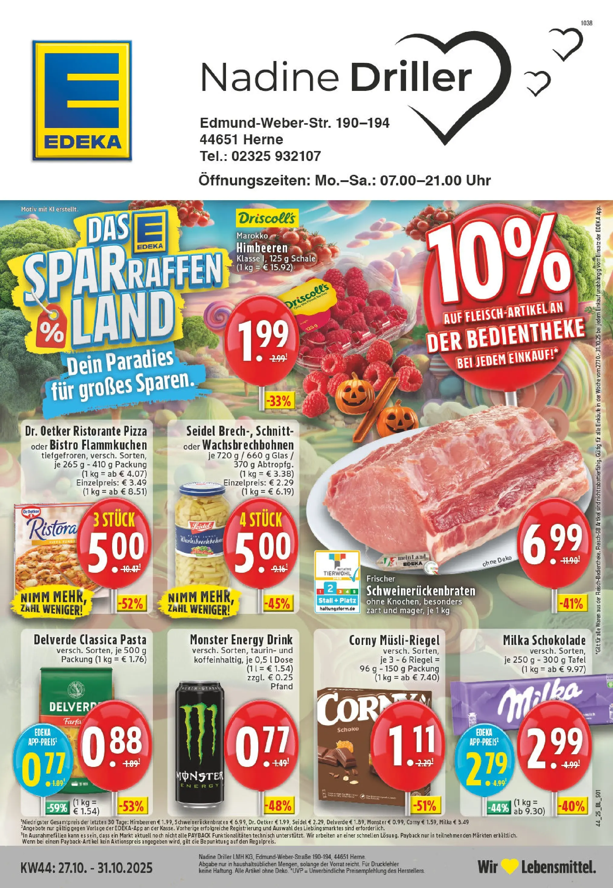 Edeka prospekt Herne	 (ab 26.10.2025) » Angebote Online | Seite: 1 | Produkte: Himbeeren, Ristorante, Schokolade, Milka