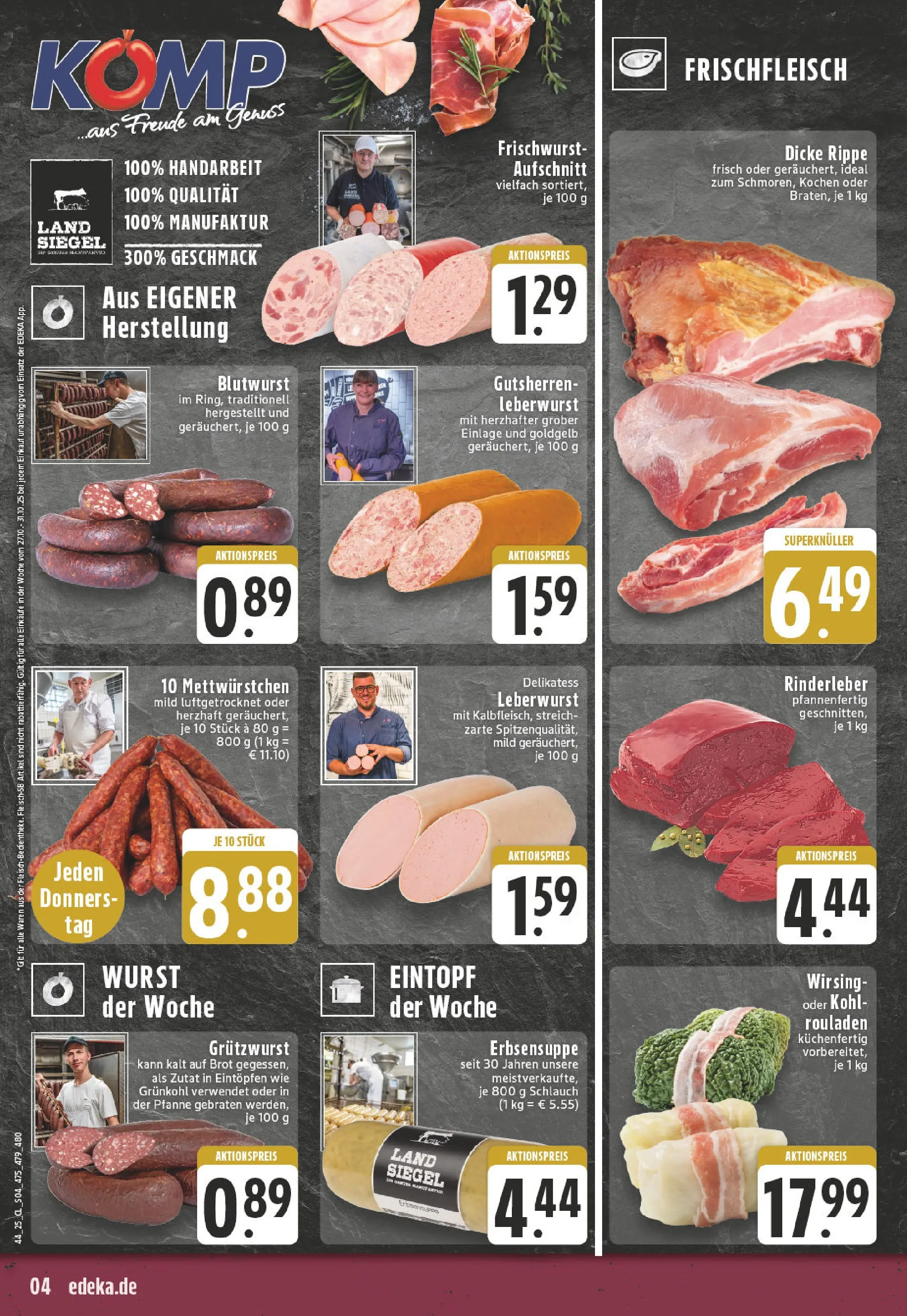 Edeka prospekt Hamminkeln -Mehrhoog	 (ab 26.10.2025) » Angebote Online | Seite: 4 | Produkte: Wurst, Brot