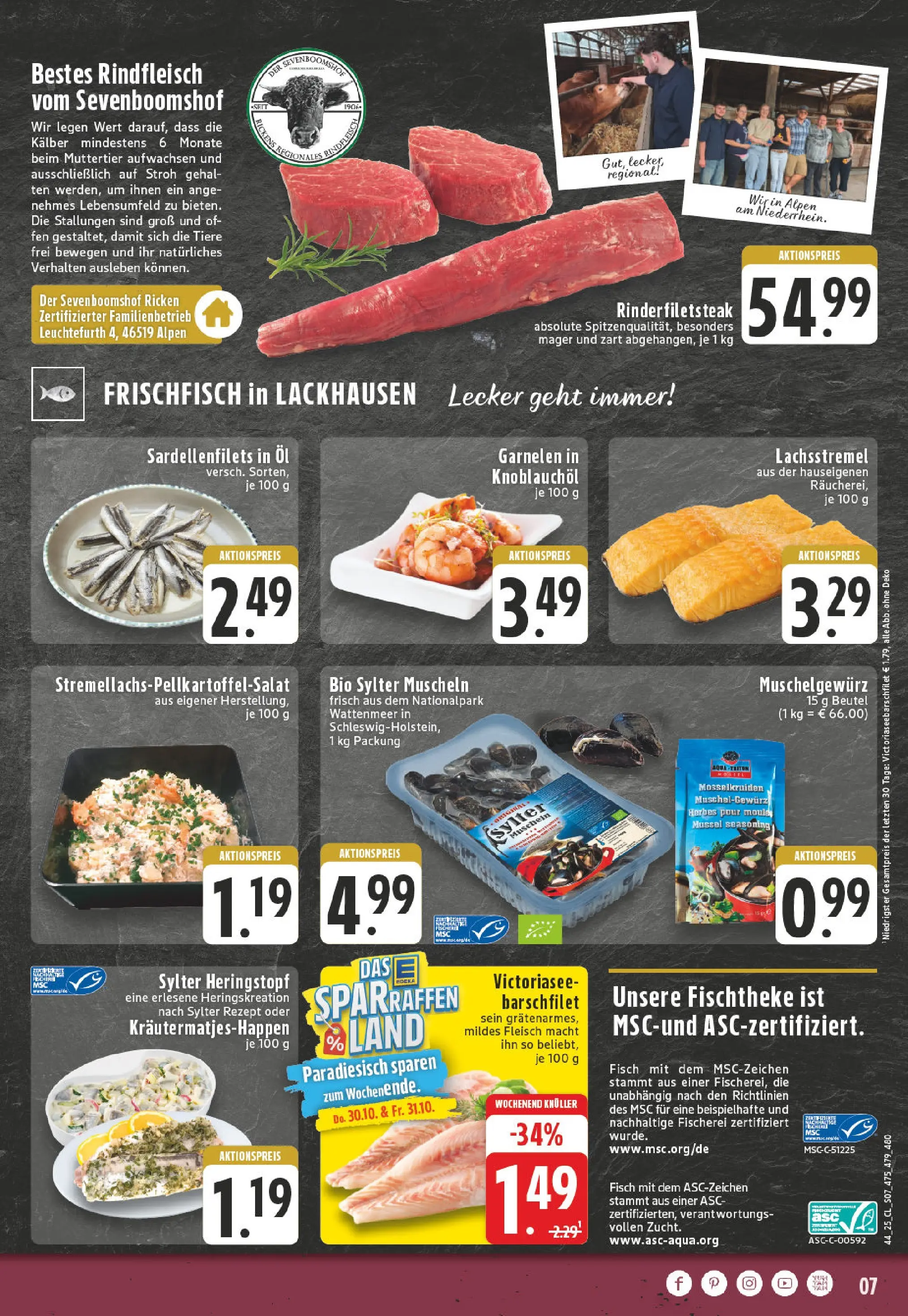 Edeka prospekt Hamminkeln -Mehrhoog	 (ab 26.10.2025) » Angebote Online | Seite: 7 | Produkte: Garnelen, Rindfleisch, Steak, Fleisch
